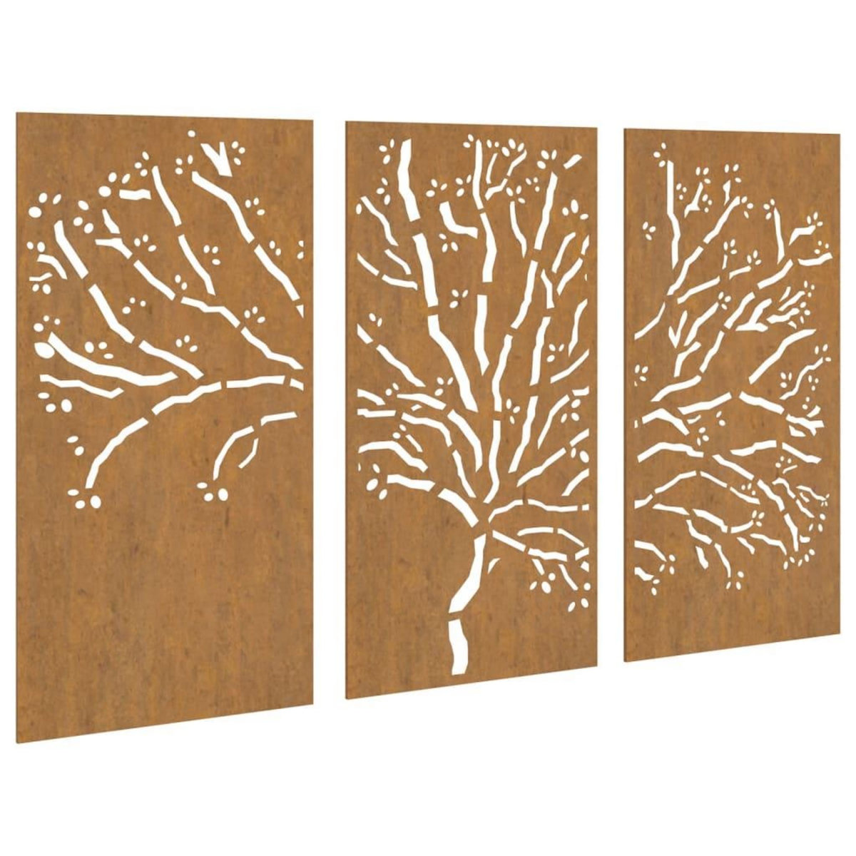VIDAXL Decorations murales jardin 3 pcs 105x55 cm design d'arbre acier