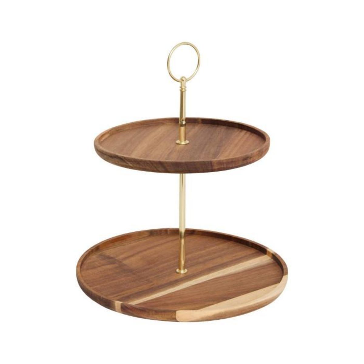 SECRET DE GOURMET Serviteur Rond 2 Étages en Bois  Mina  25cm Marron