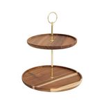SECRET DE GOURMET Serviteur Rond 2 Étages en Bois  Mina  25cm Marron