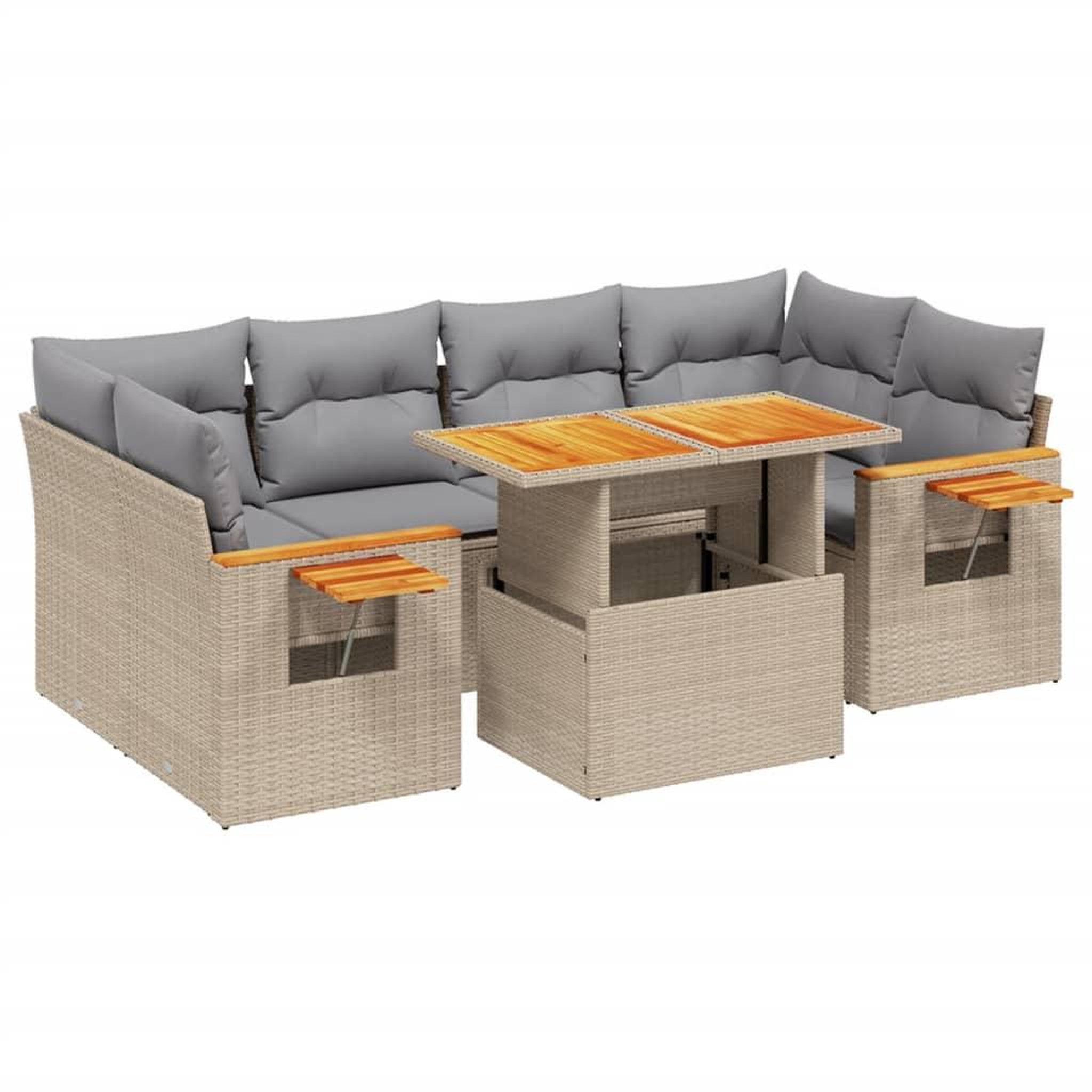 Voir la diapositive 2 : VIDAXL Salon de jardin avec coussins 7 pcs beige resine tressee