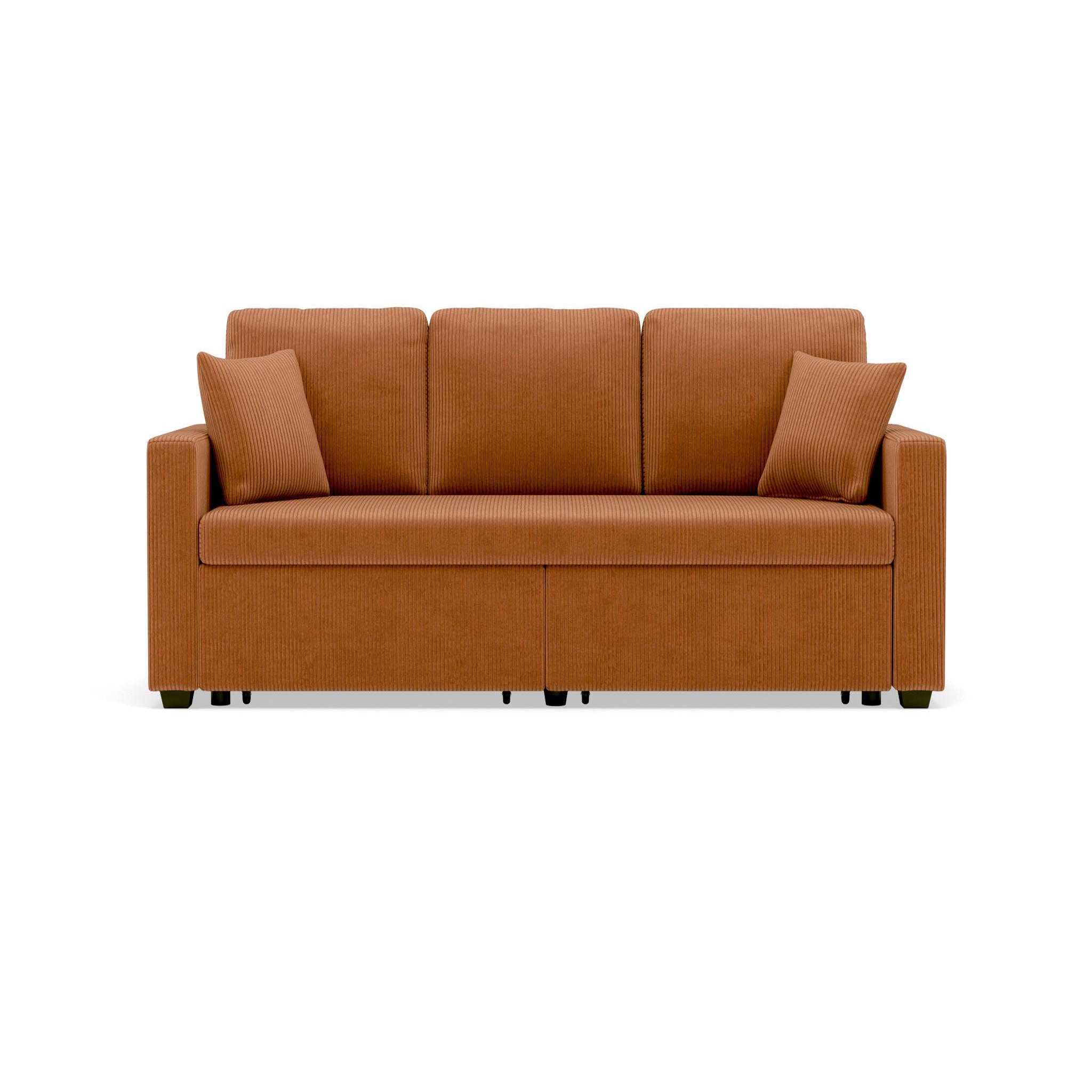 Voir la diapositive 1 : BEST MOBILIER Cyrus - canapé droit 3 places convertible en velours côtelé