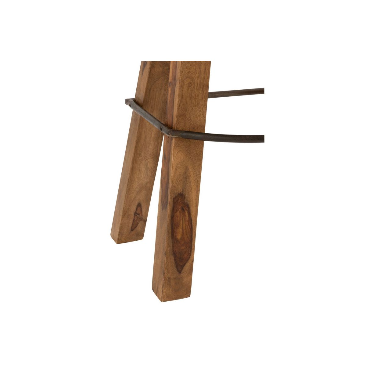 HELLIN Tabouret de bar saut de cheval en bois et cuir - SAMIR