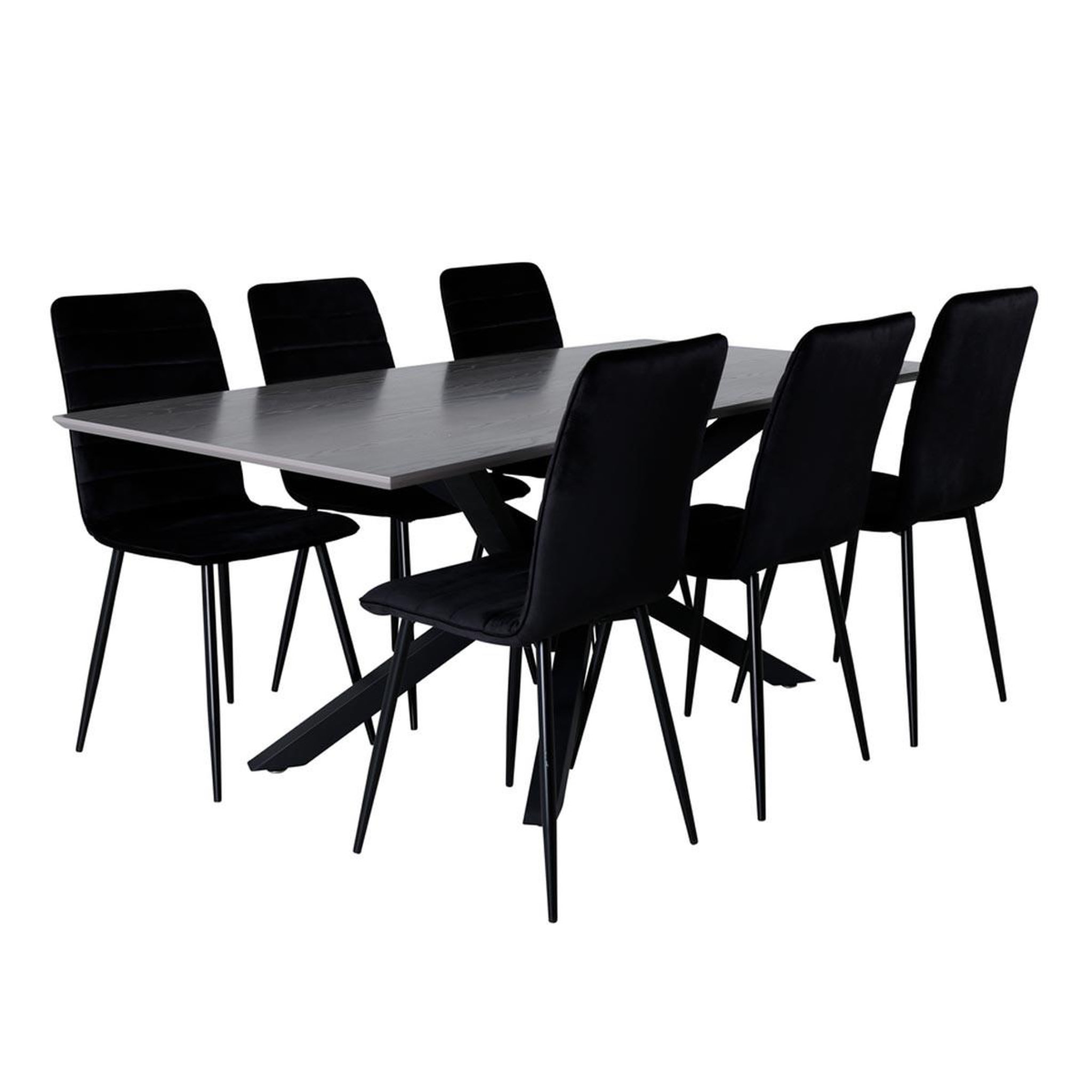 Paris Prix Ensemble table à manger & 6 chaises  piazza & windu  180cm gris & noir