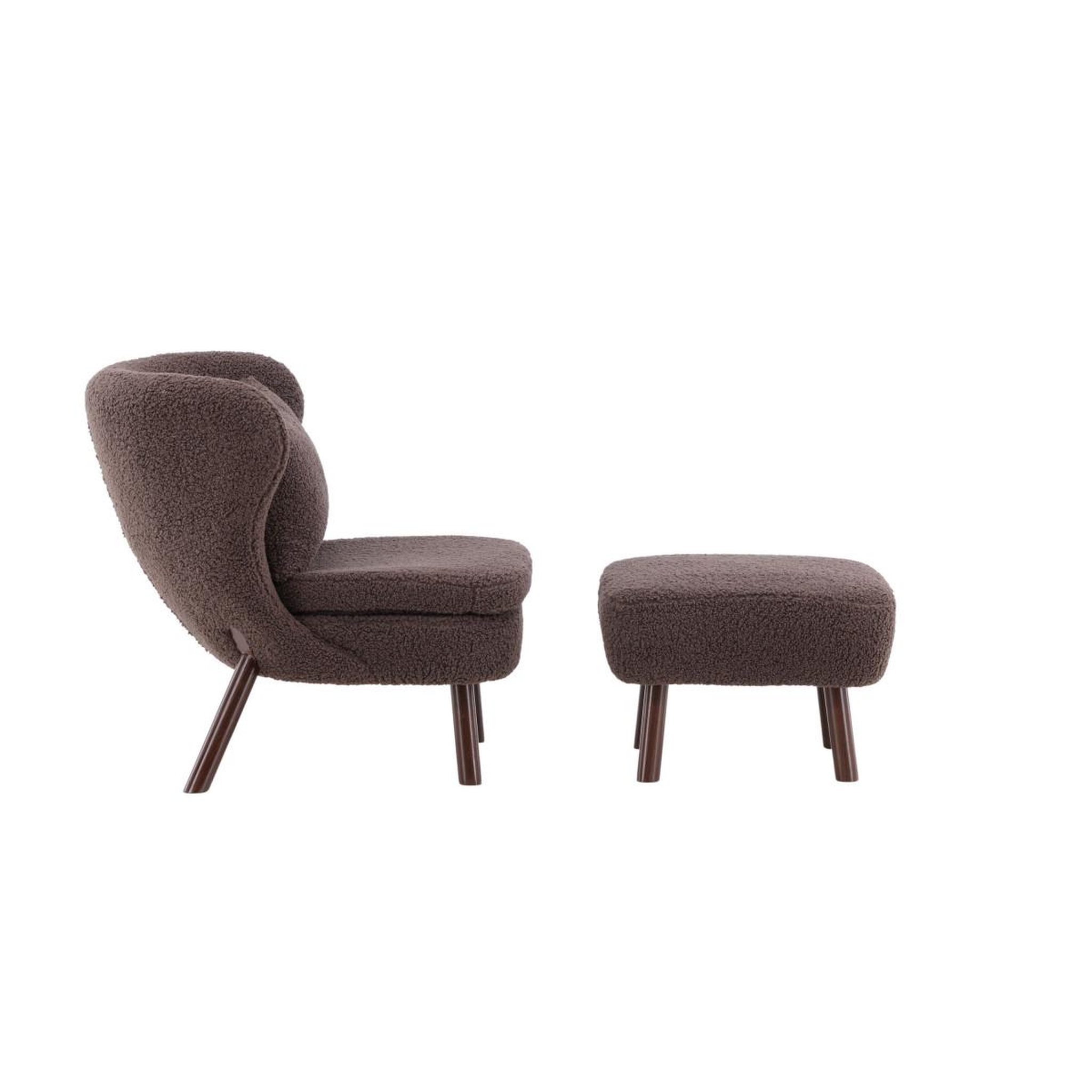 Voir la diapositive 2 : Paris Prix Fauteuil & pouf bouclette  ryxo  85cm marron