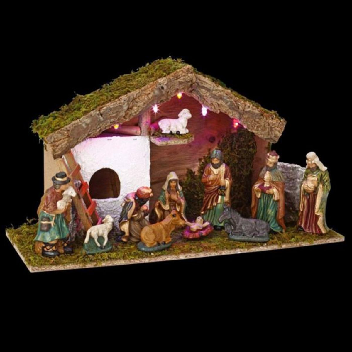 FEERIC LIGHT & CHRISTMAS Crèche de Noël Lumineuse  11 Santons  46cm Multicolore