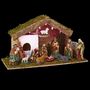 Voir la diapositive 2 : FEERIC LIGHT & CHRISTMAS Crèche de Noël Lumineuse  11 Santons  46cm Multicolore
