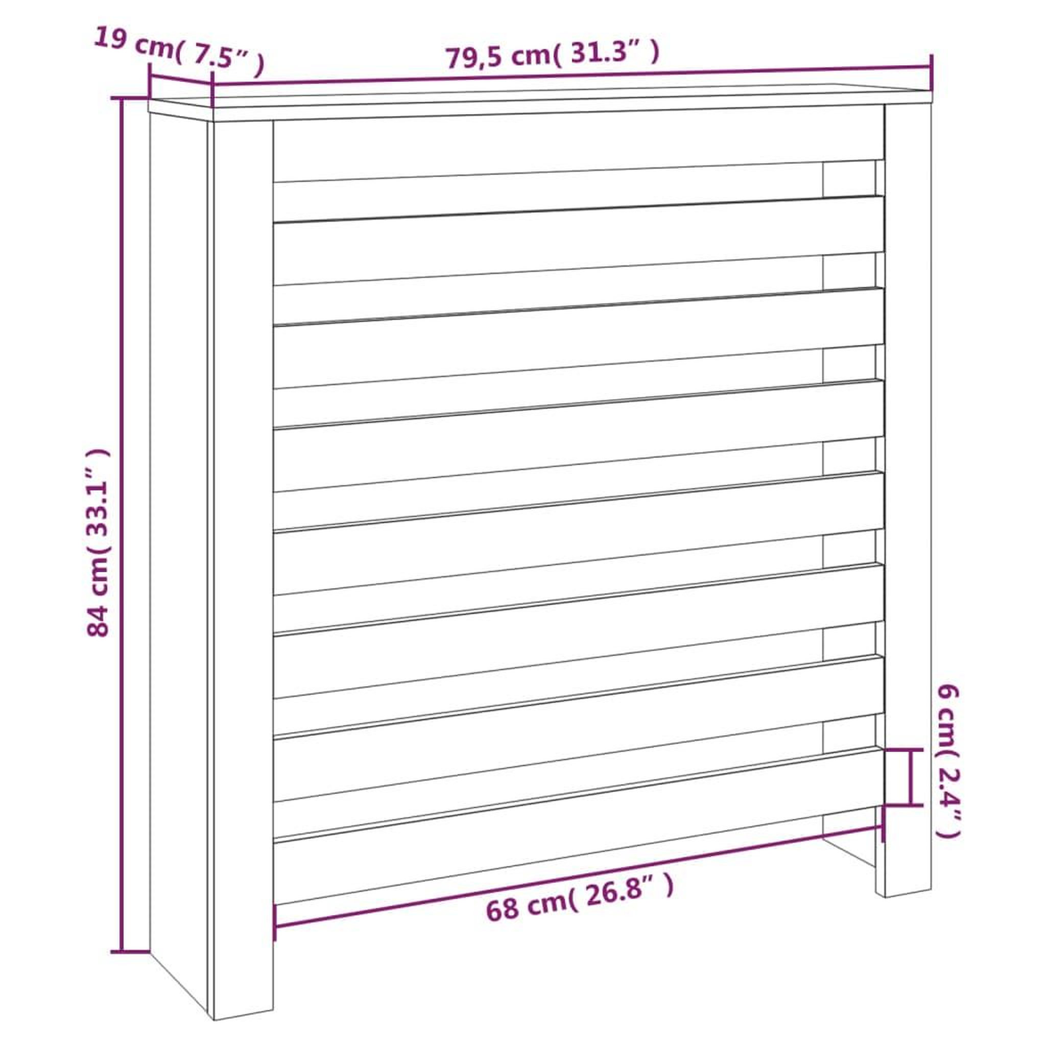 Voir la diapositive 6 : VIDAXL Cache-radiateur 79,5x19x84 cm Bois massif de pin