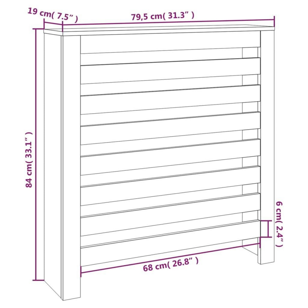VIDAXL Cache-radiateur 79,5x19x84 cm Bois massif de pin