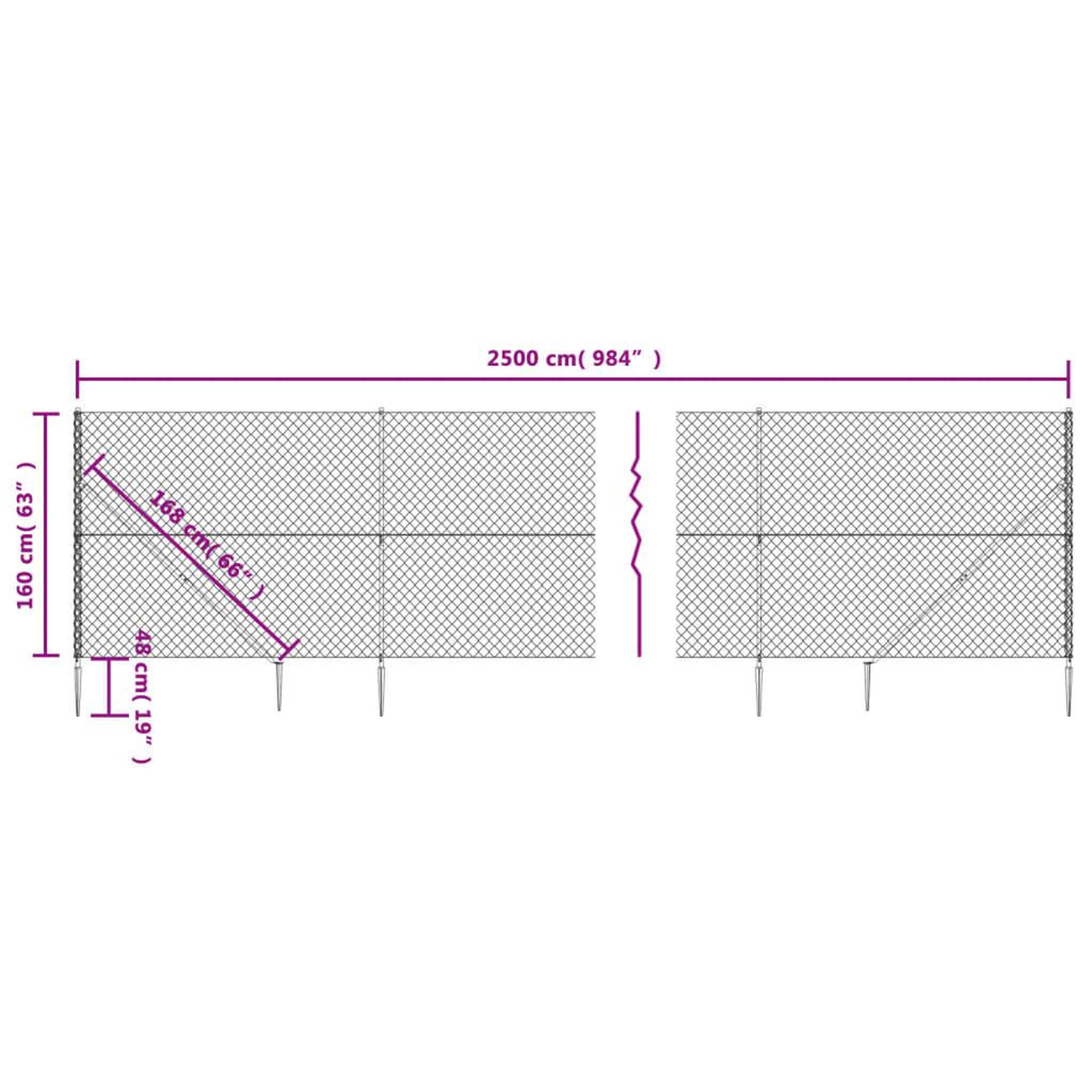 Voir la diapositive 5 : VIDAXL Cloture a mailles losangees avec ancrage anthracite 1,6x25 m