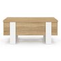 Voir la diapositive 3 : ID MARKET Table basse plateau relevable rectangulaire convertible en table à manger PHOENIX 97,5 cm bois et blanc
