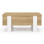 Voir la diapositive 3 : ID MARKET Table basse rectangulaire relevable convertible en table à manger PHOENIX bois et blanc