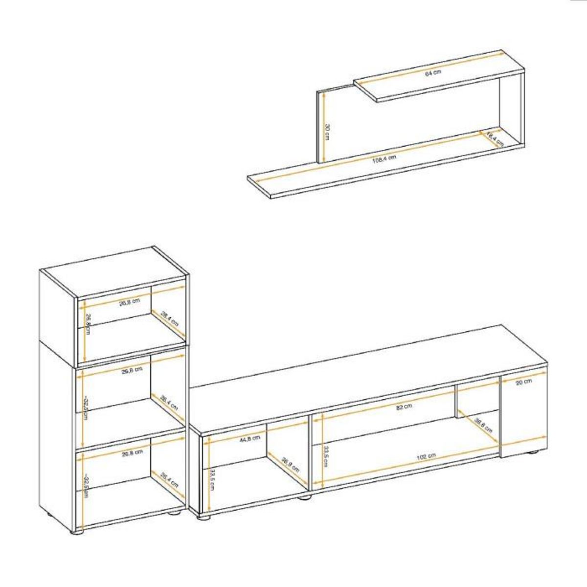 Paris Prix Ensemble Meuble TV  Maze I  200cm Noir & Naturel