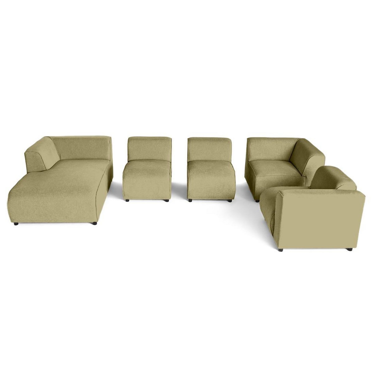 LISA DESIGN Suaro - canapé modulable panoramique d'angle droit 7 places en tissu texturé