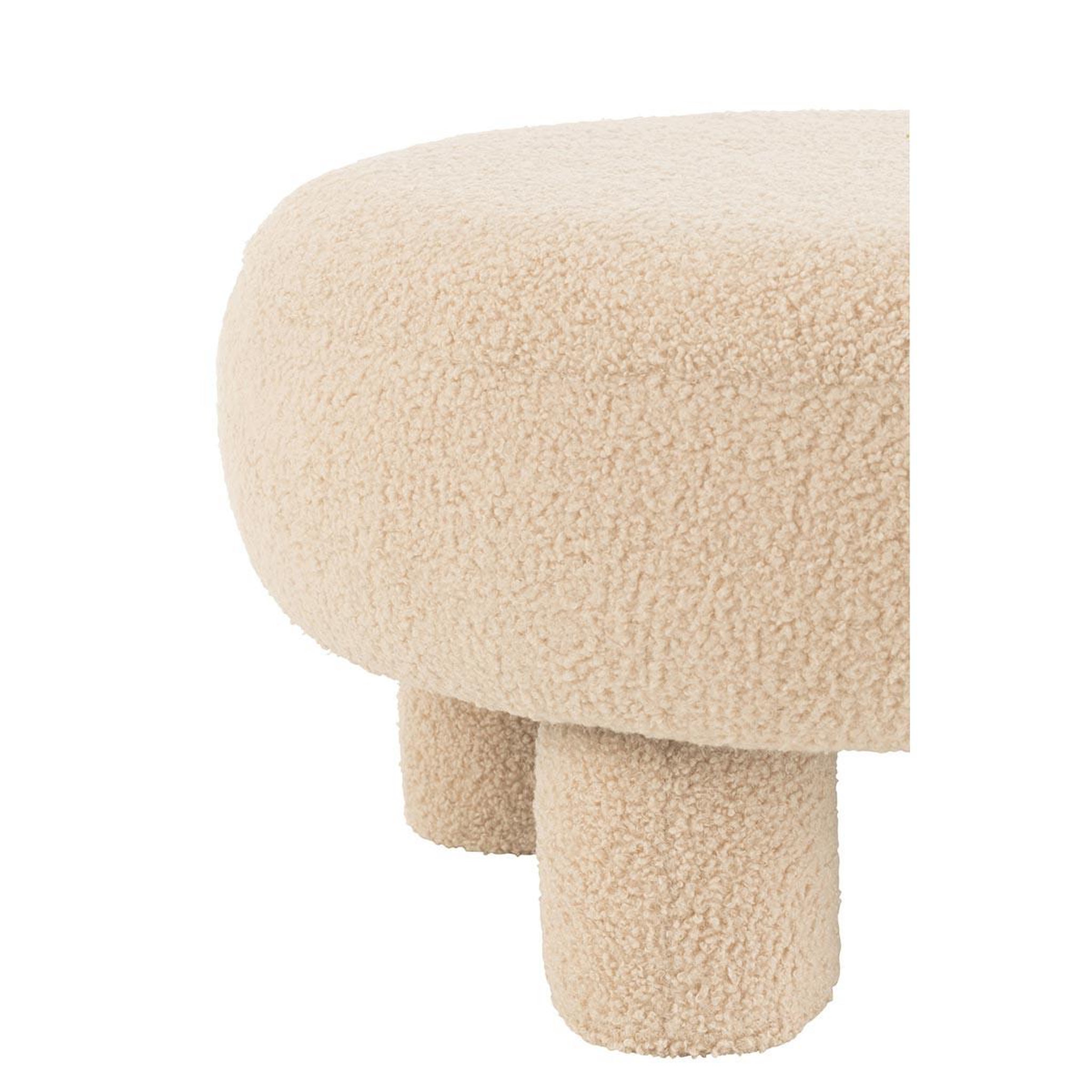 Voir la diapositive 4 : J-LINE Pouf rond bouclette  teddy  52cm beige