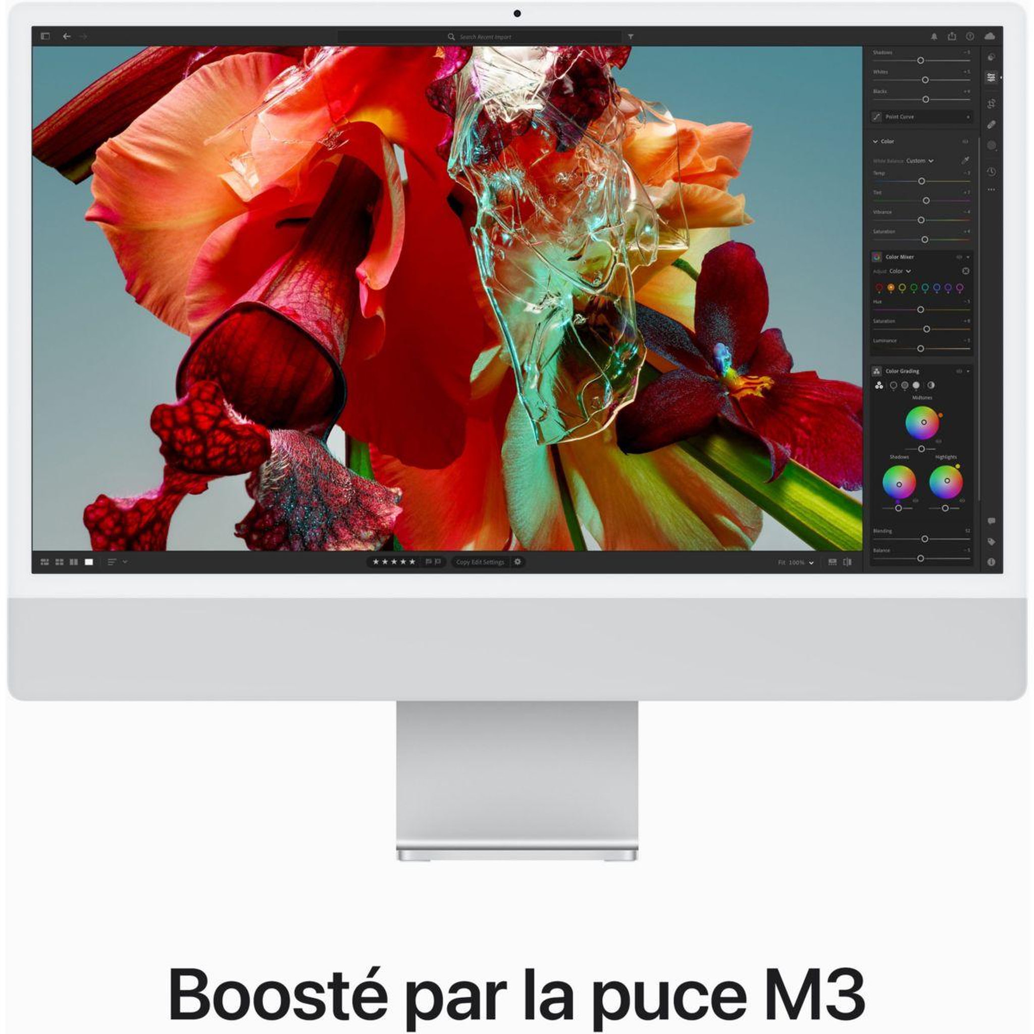 Voir la diapositive 4 : APPLE Ordinateur Apple 24' M3 8Go 256Go CPU 8 GPU 8 Argent