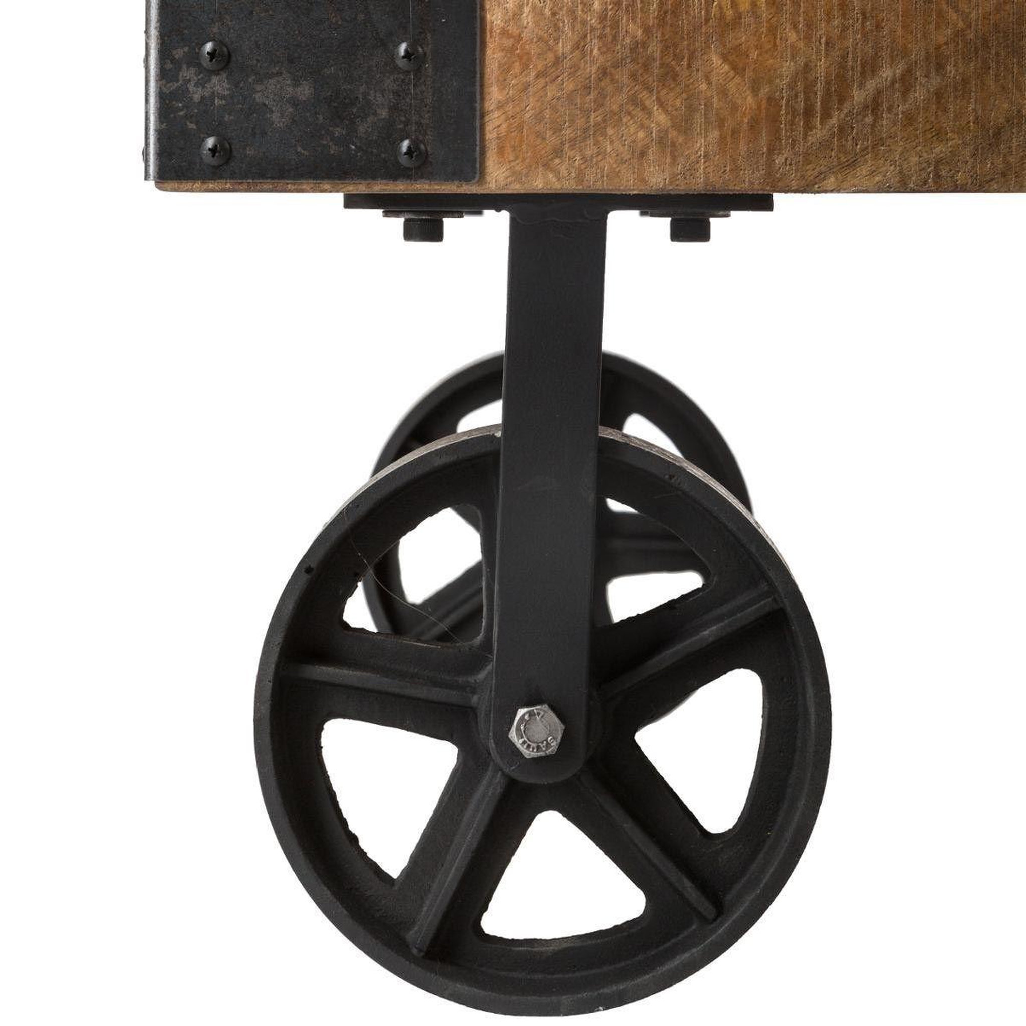 Voir la diapositive 2 : ATMOSPHERA Table basse à roulettes en bois  til  117cm naturel