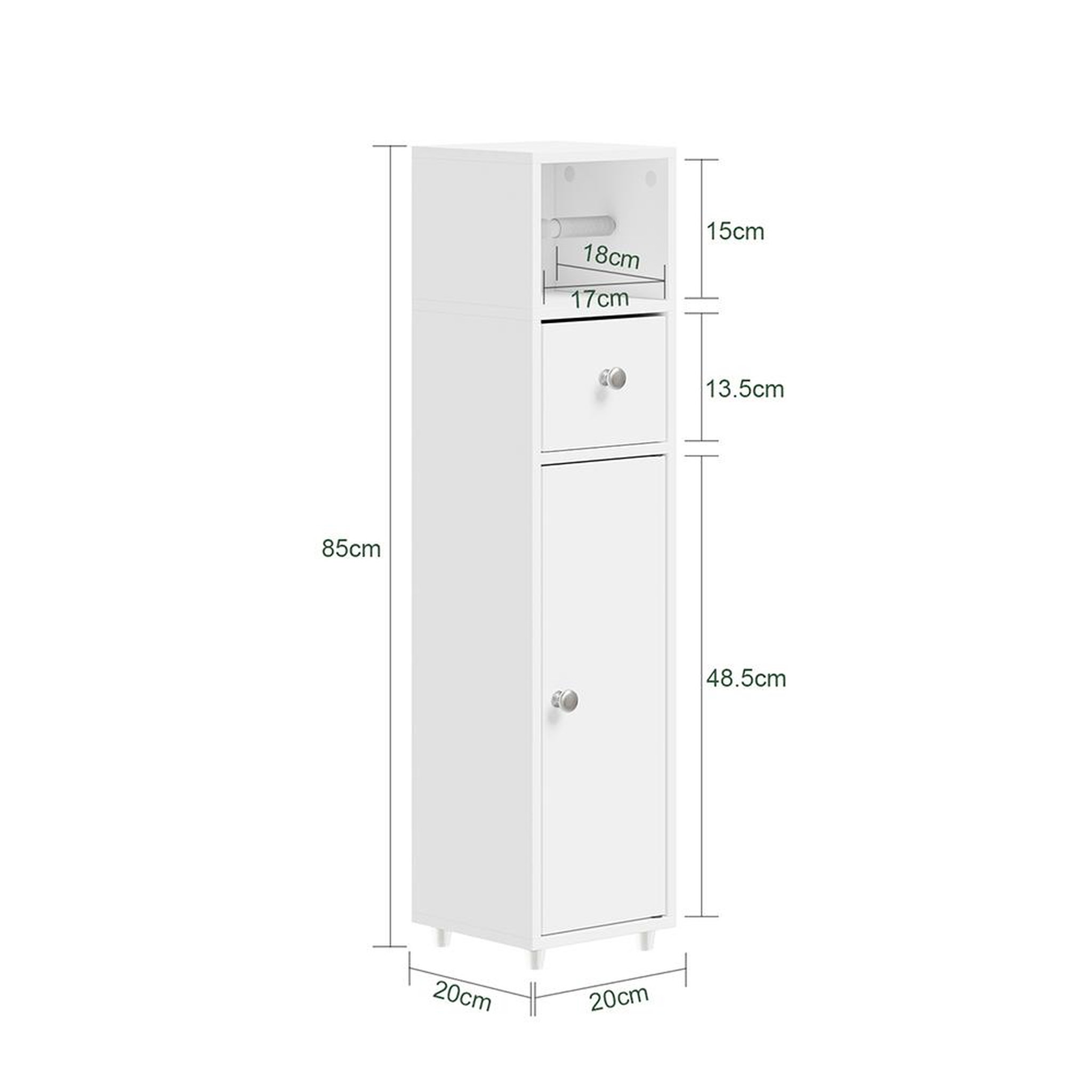 Voir la diapositive 3 : SOBUY Armoire de toilette avec tiroir Blanc 20x20x85cm BZR219-W