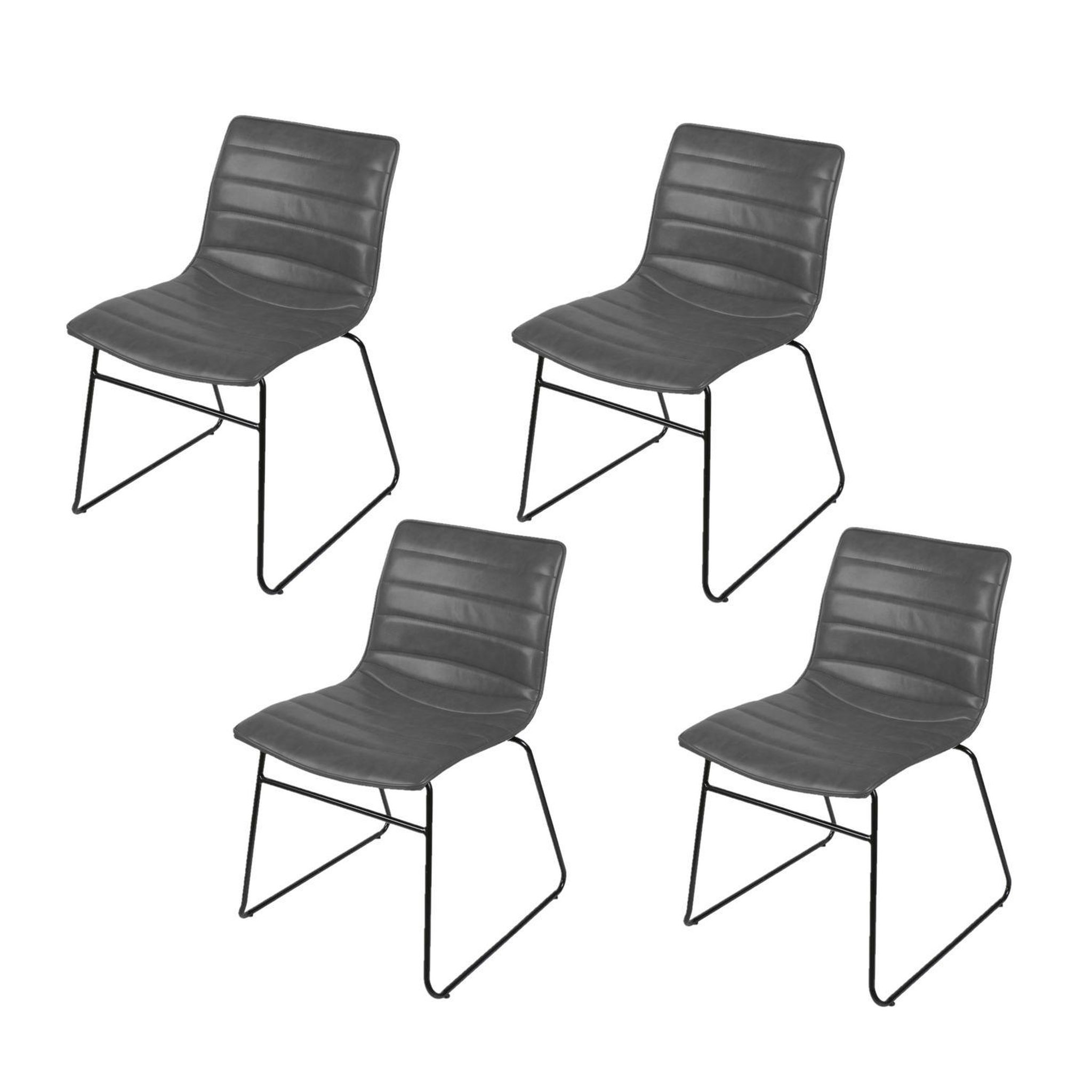 Voir la diapositive 1 : TOILINUX Lot de 4 chaises design industriel brooklyn