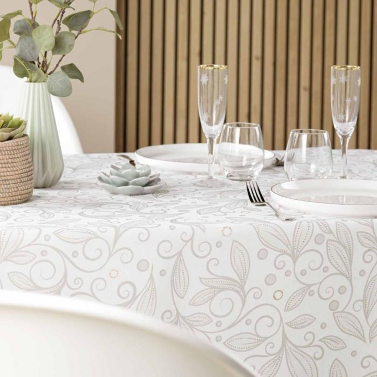 Paris Prix Nappe Antitache Imprimé  Leya  145x240cm Naturel