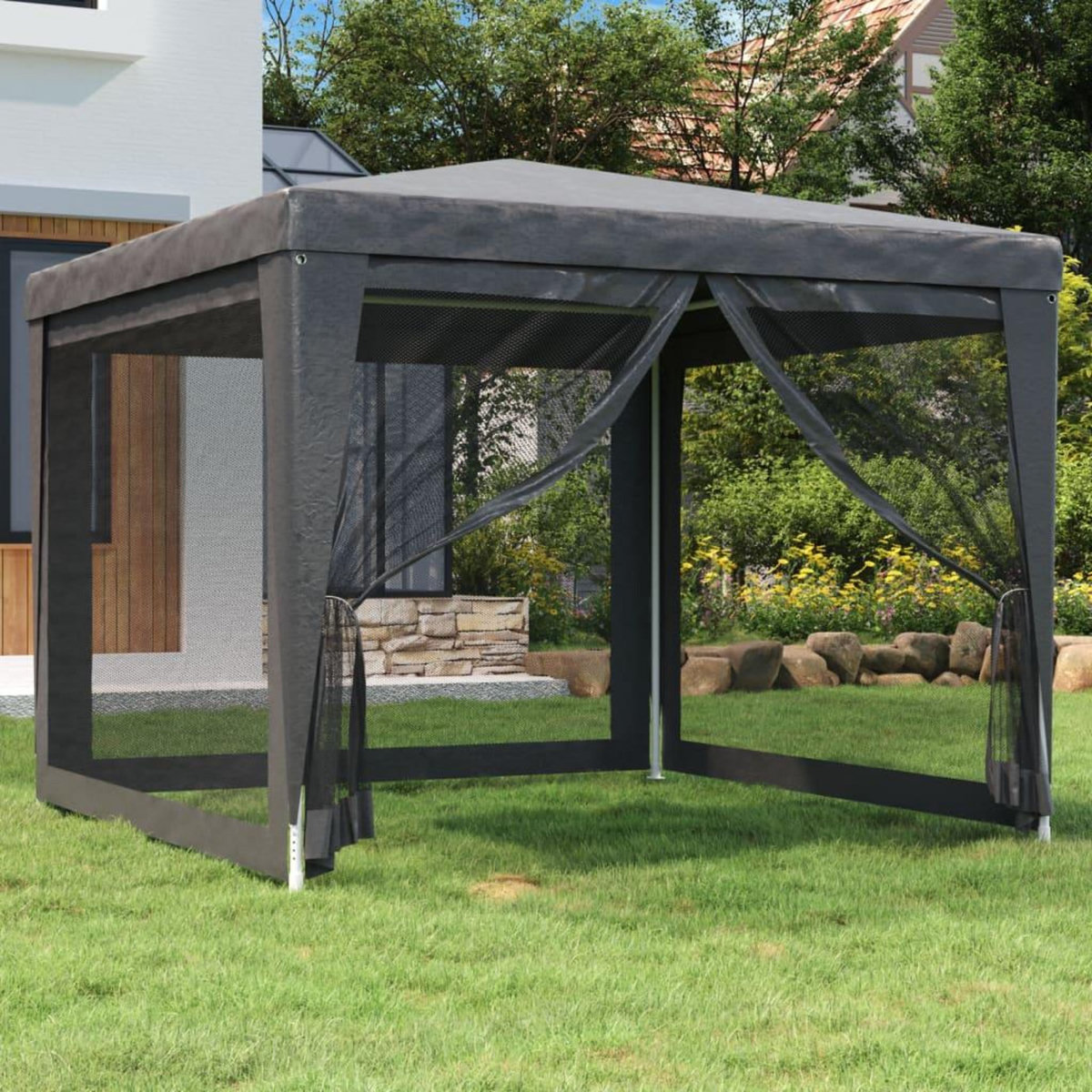 VIDAXL Tente de fete avec 4 parois laterales en maille Anthracite 3x3m