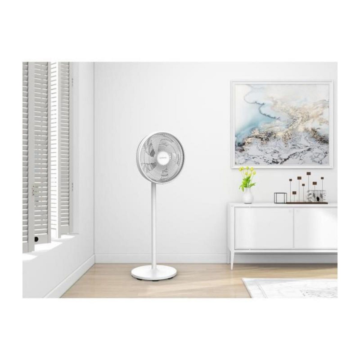 OCEANIC OCEANIC Ventilateur de pied - 50 W - Ø 40 cm - 3 vitesses - Oscillant - Inclinable - Blanc