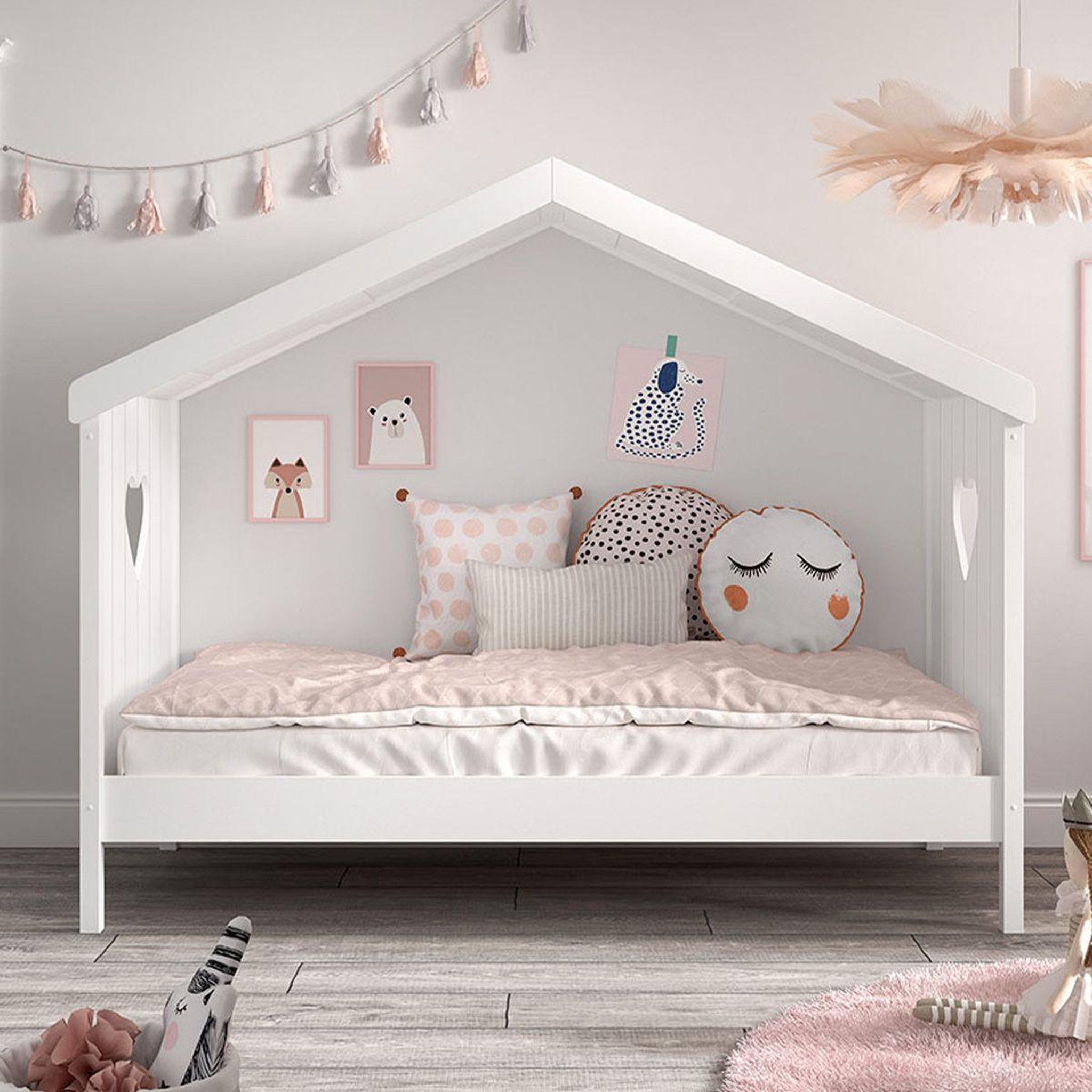 Voir la diapositive 3 : Paris Prix Lit cabane enfant ouvert  amori  90x200cm blanc