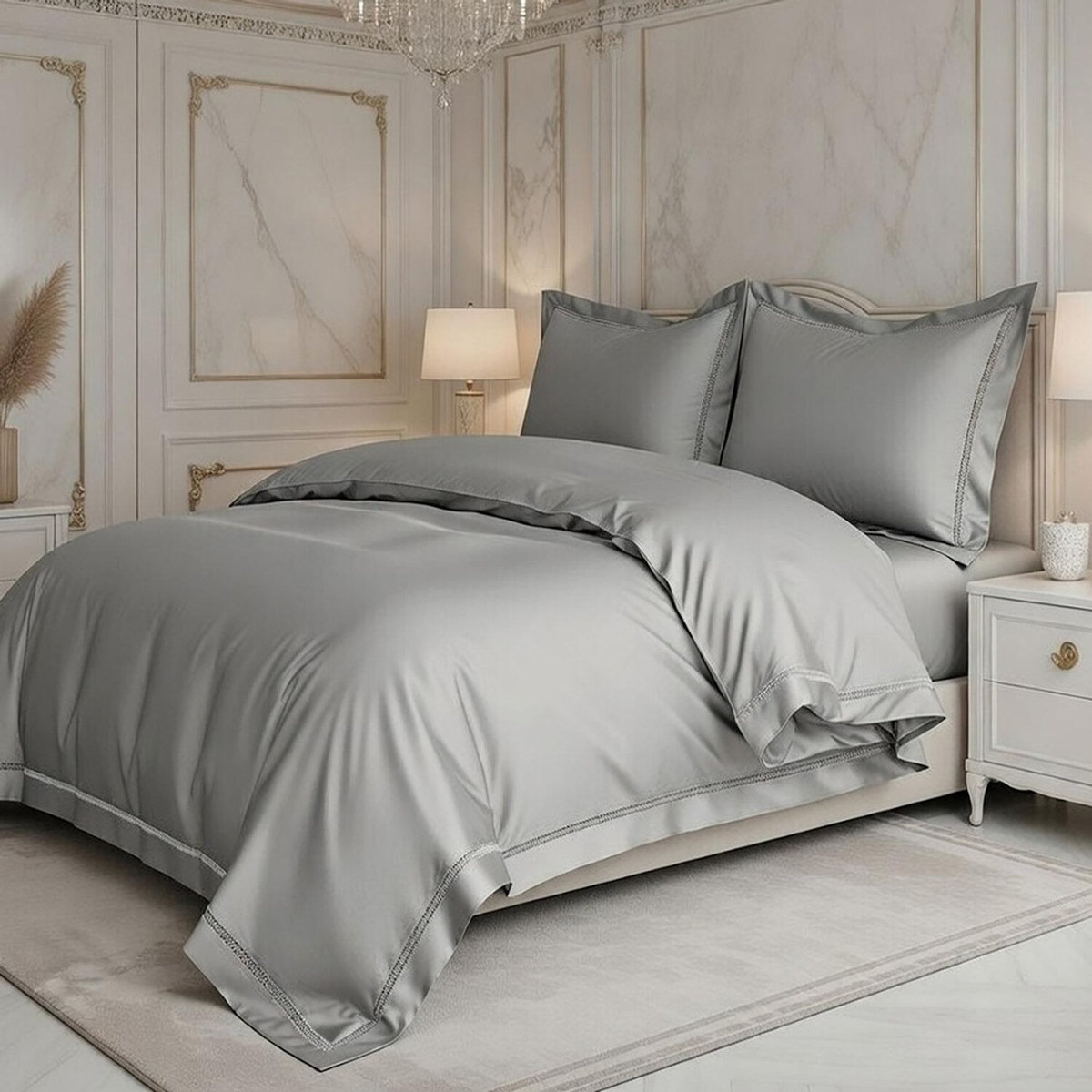 Home collection Parure housse de couette en coton 120 fils brodé