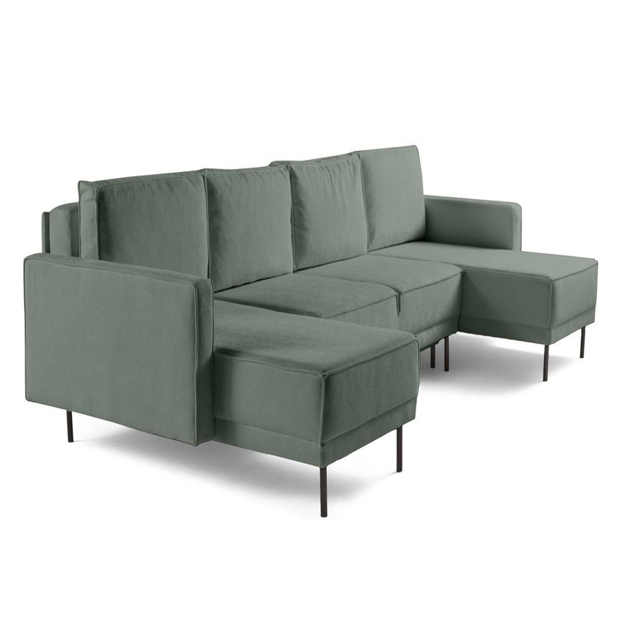 Voir la diapositive 4 : LISA DESIGN Charlie - canapé panoramique en u 7 places - convertible avec coffre - en tissu