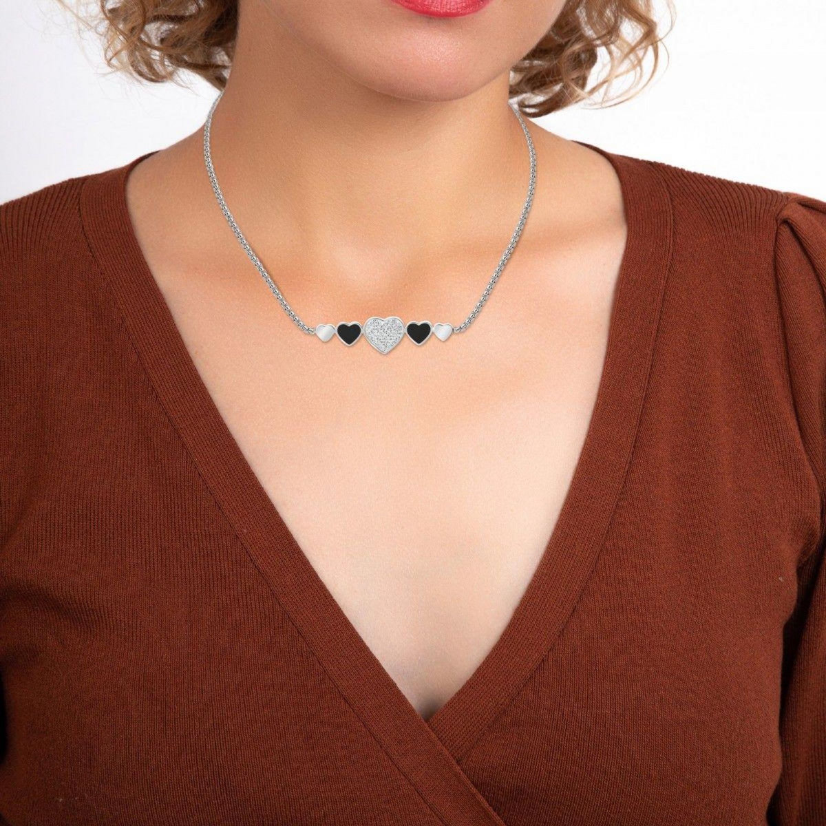 SC CRYSTAL Collier coeur par SC Crystal orné de Cristaux scintillants