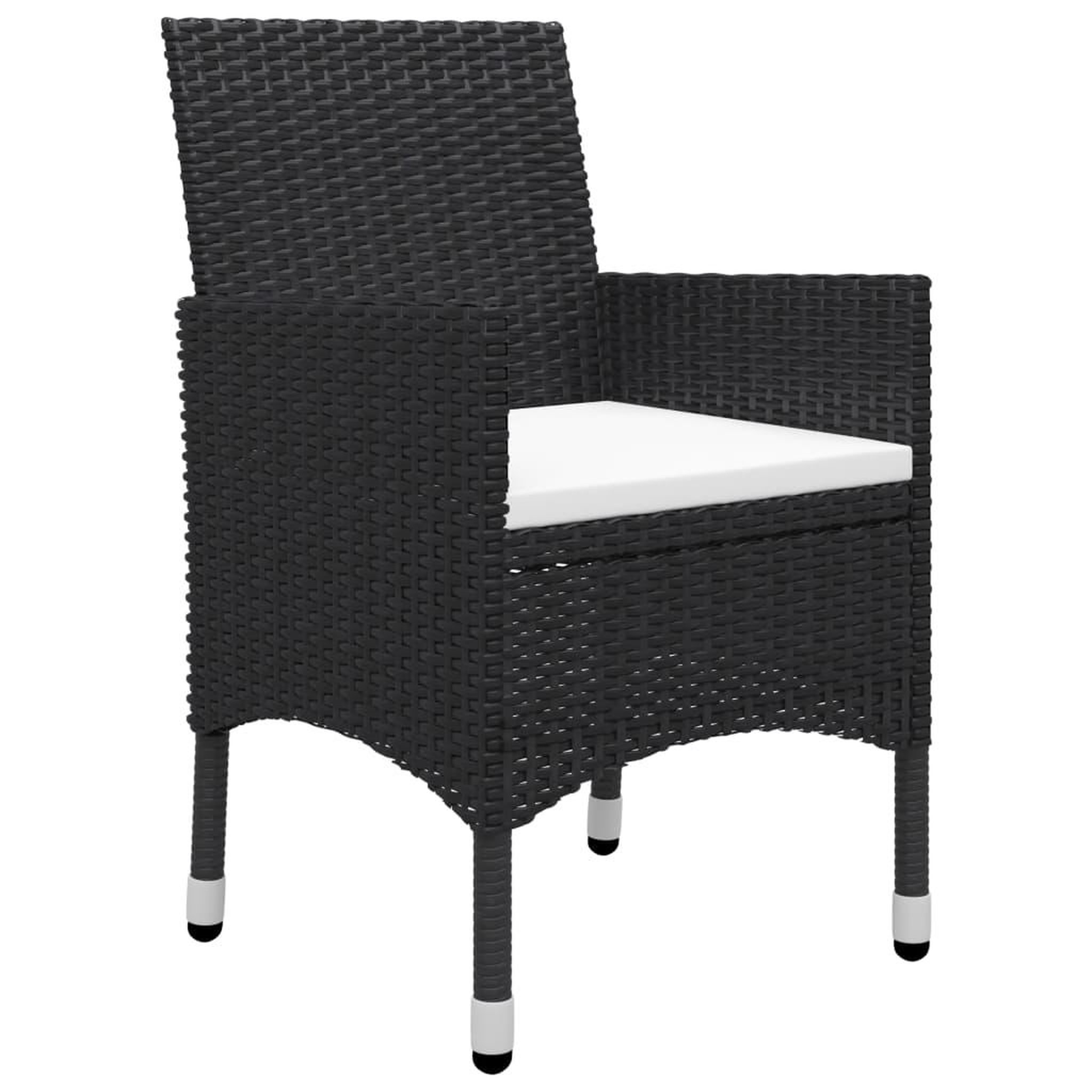 Voir la diapositive 4 : VIDAXL Ensemble de bistro 3 pcs Resine tressee et verre trempe Noir