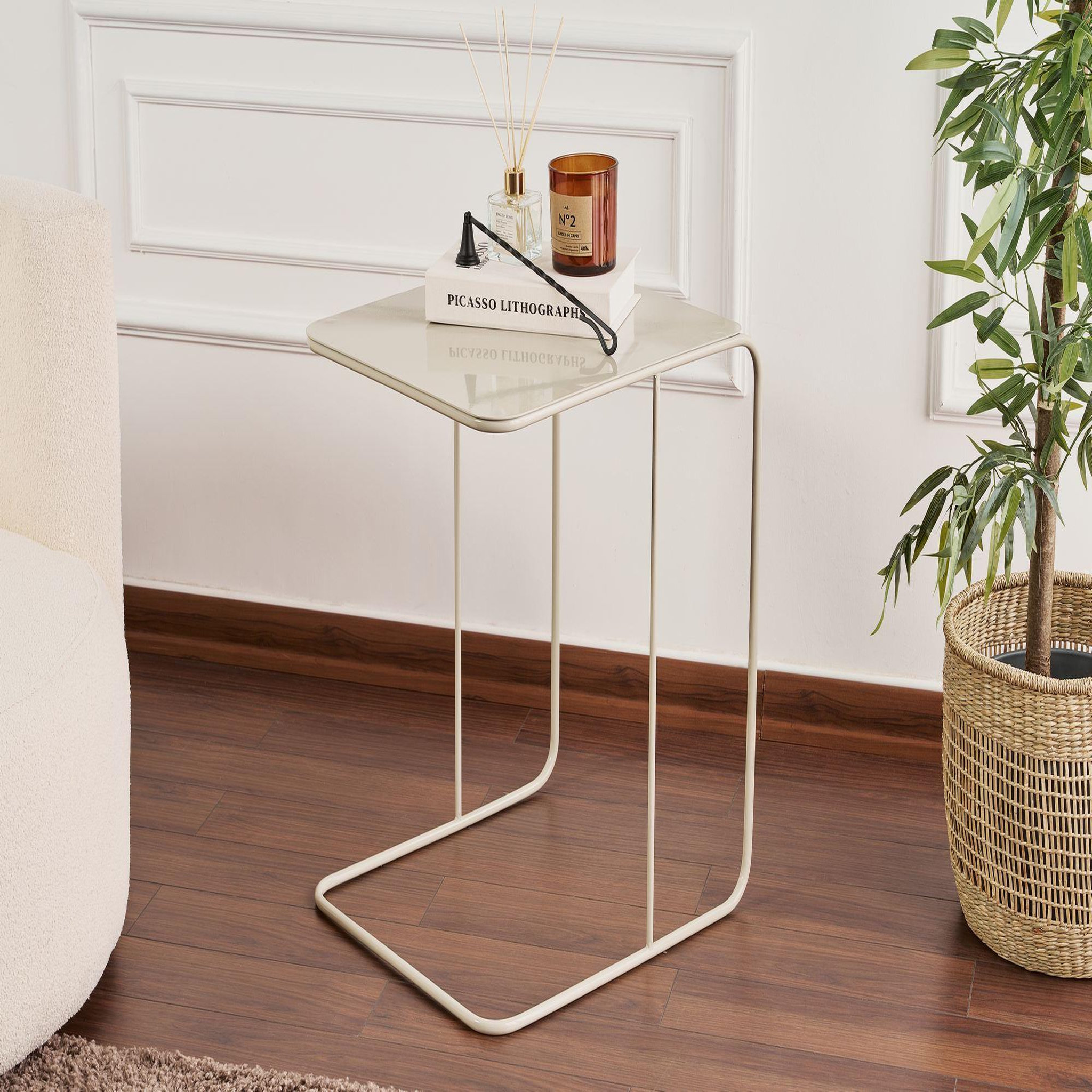 Voir la diapositive 2 : Habitat et Jardin Table d'appoint en métal  poet  47 x 46 x 57 cm - taupe