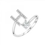 SC CRYSTAL Bague lettre H ajustable SC Crystal ornée de Zirconium. Coloris disponibles : Gris