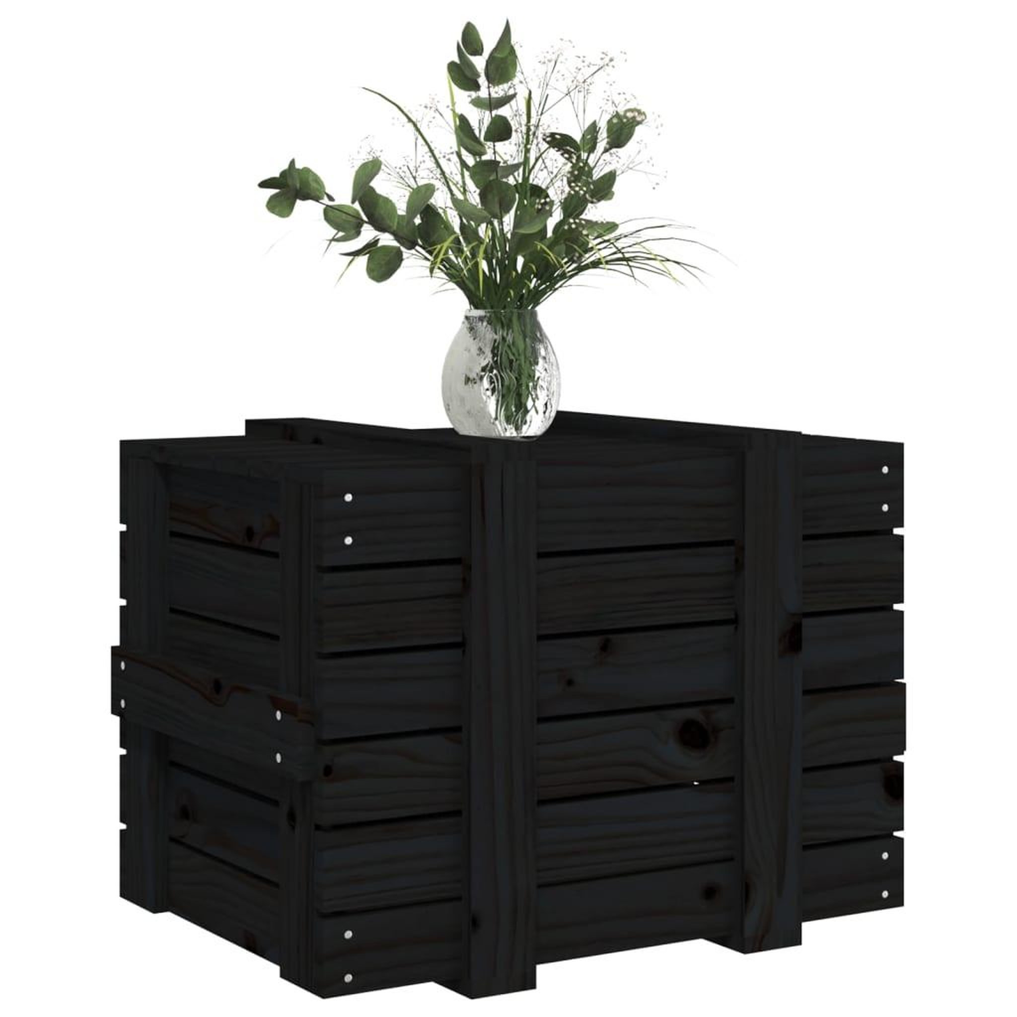 Voir la diapositive 4 : VIDAXL Boîte de rangement Noir 58x40,5x42 cm Bois massif de pin
