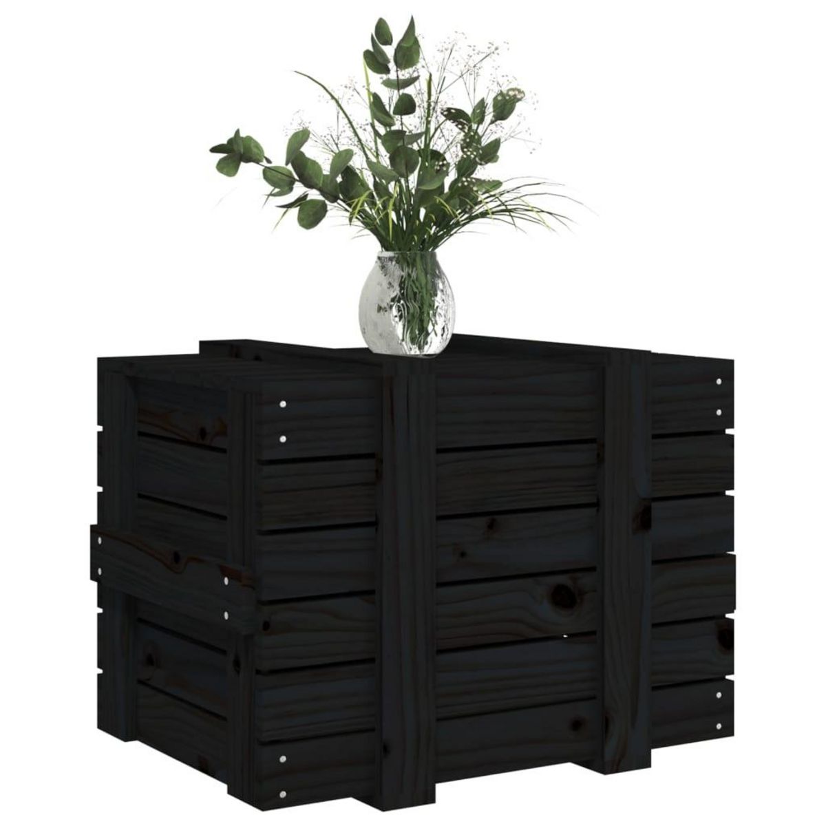 VIDAXL Boîte de rangement Noir 58x40,5x42 cm Bois massif de pin