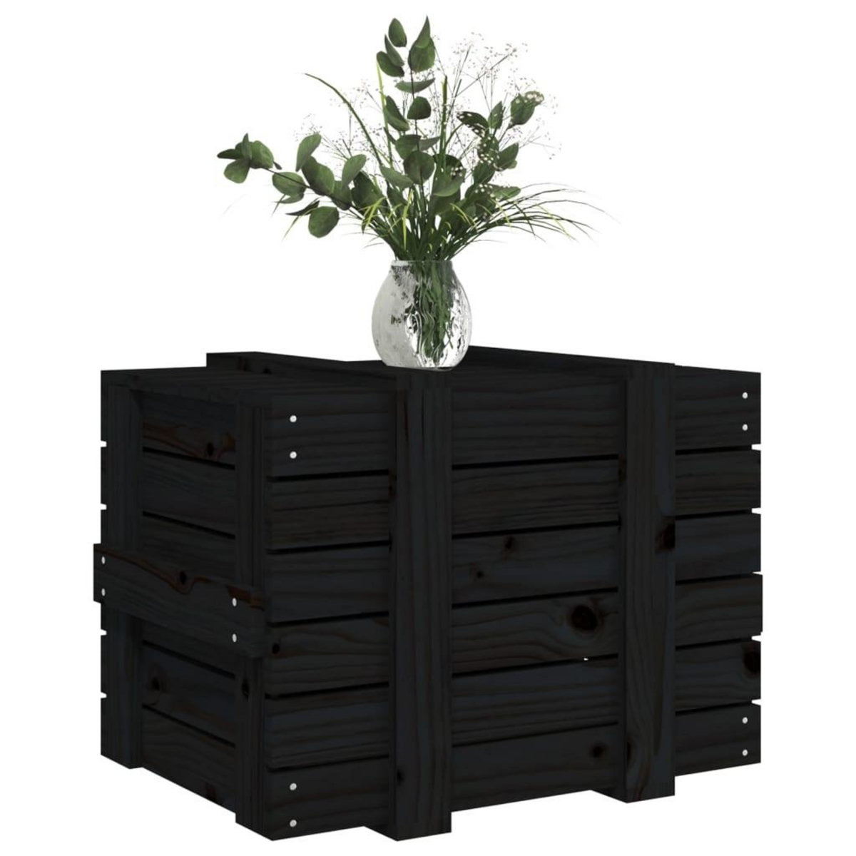 VIDAXL Boîte de rangement Noir 58x40,5x42 cm Bois massif de pin