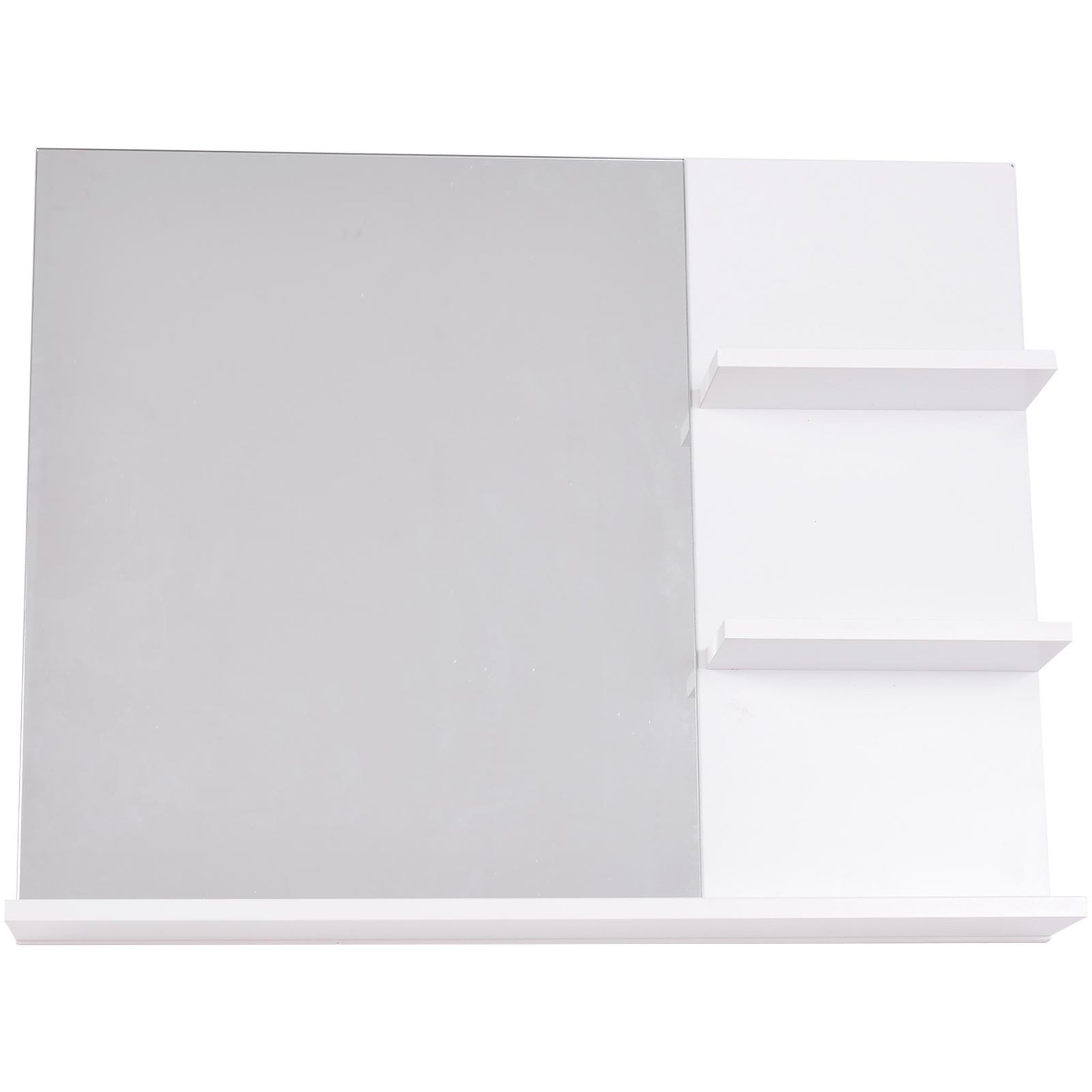 Voir la diapositive 4 : HOMCOM Miroir de salle de bain avec étagères - 2 étagères latérales + grande étagère inférieure - kit installation fourni - mdf blanc