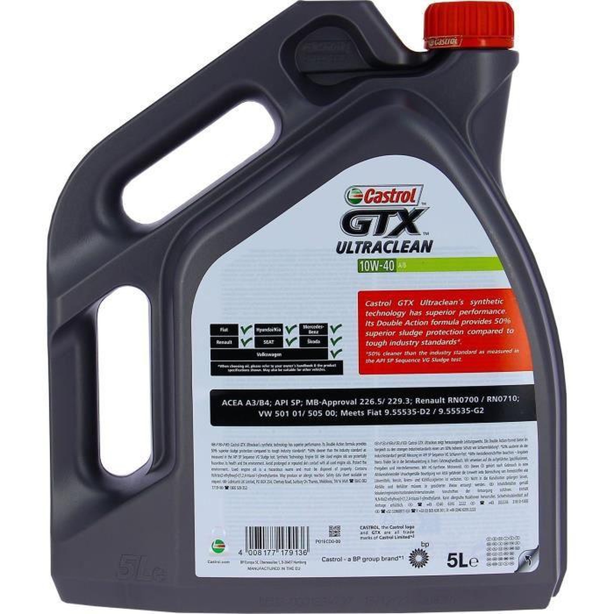 Voir la diapositive 2 : Huile moteur - CASTROL - GTX Ultraclean 10W-40 - 5L