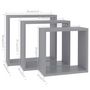 Voir la diapositive 6 : VIDAXL Etageres murales sous forme de cube 3 pcs Gris MDF