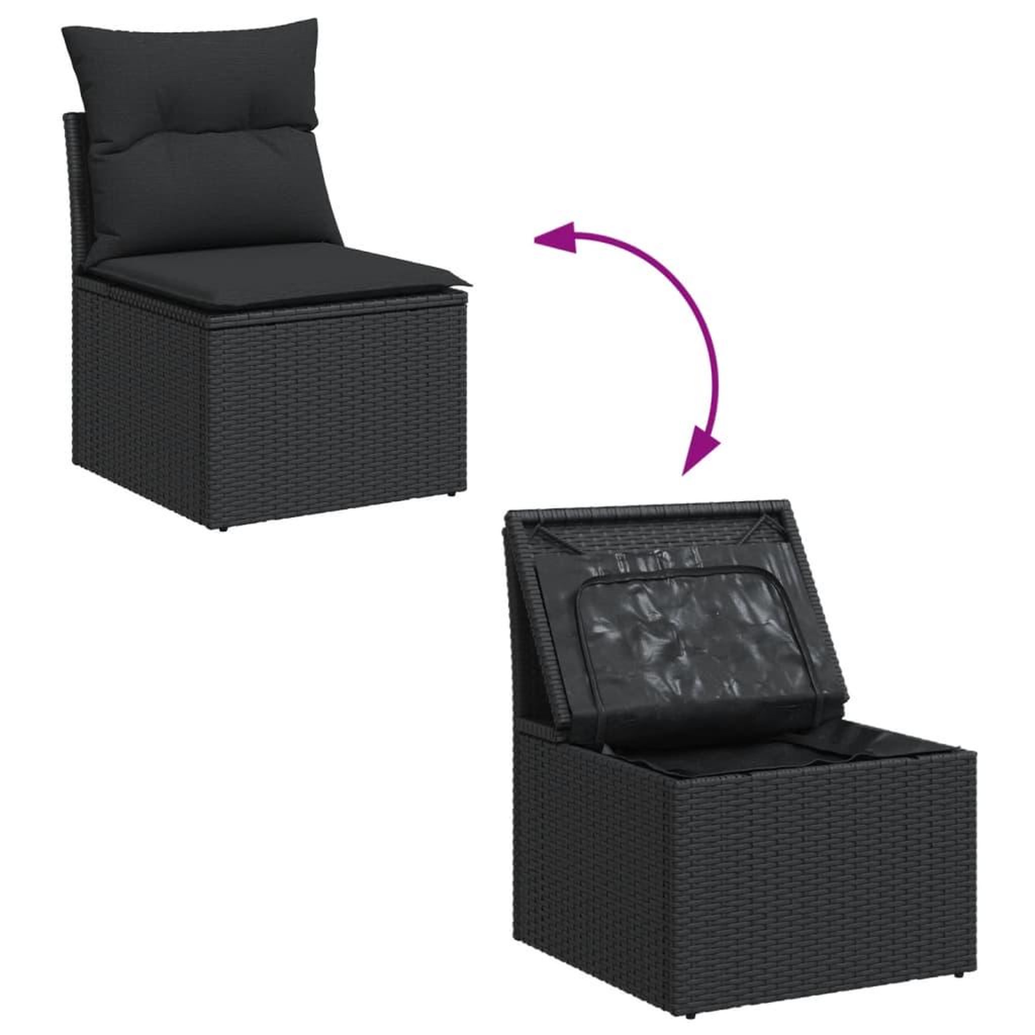 Voir la diapositive 4 : VIDAXL Salon de jardin 9 pcs avec coussins noir resine tressee