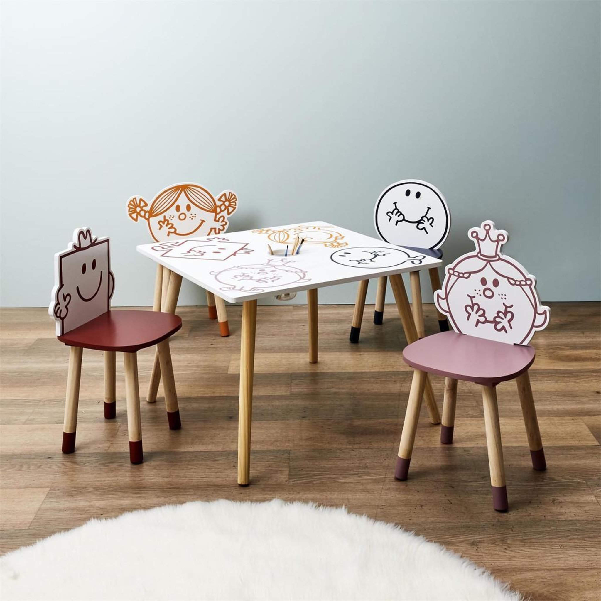Voir la diapositive 5 : The Home Deco Factory Table enfant  monsieur & madame®  60cm multicolore
