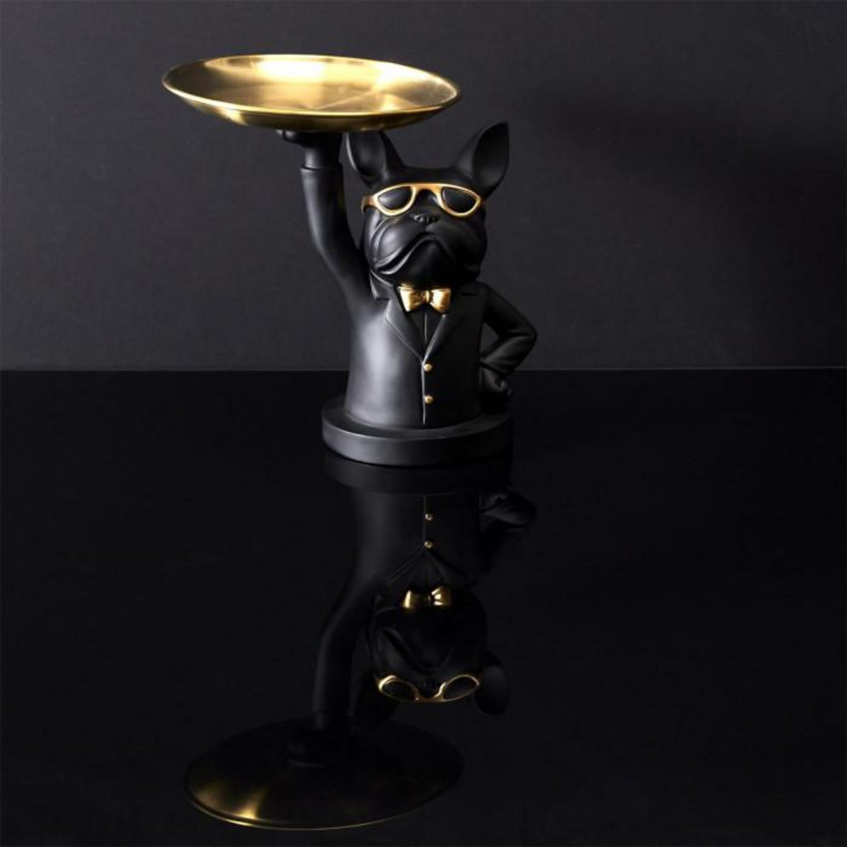 Paris Prix Statuette & Vide-Poche  Bulldog II  21cm Noir