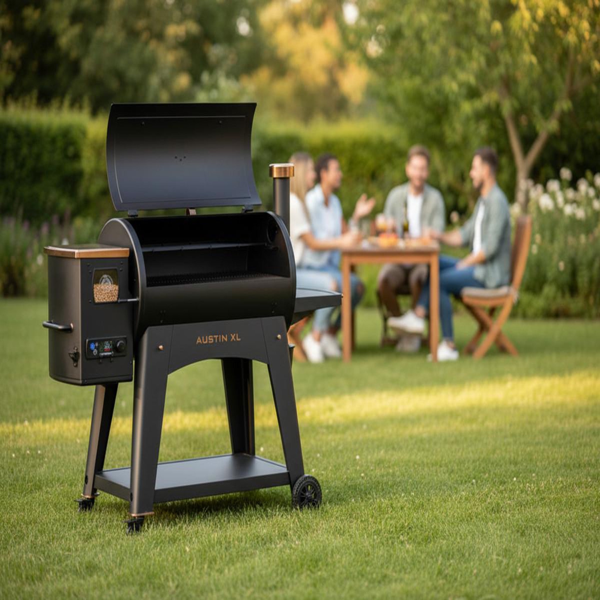 Voir la diapositive 6 : PITBOSS Barbecue pellet onyx austin, sur chariot,de 82 à 260 °, surface de cuisson 90 x 50 cm