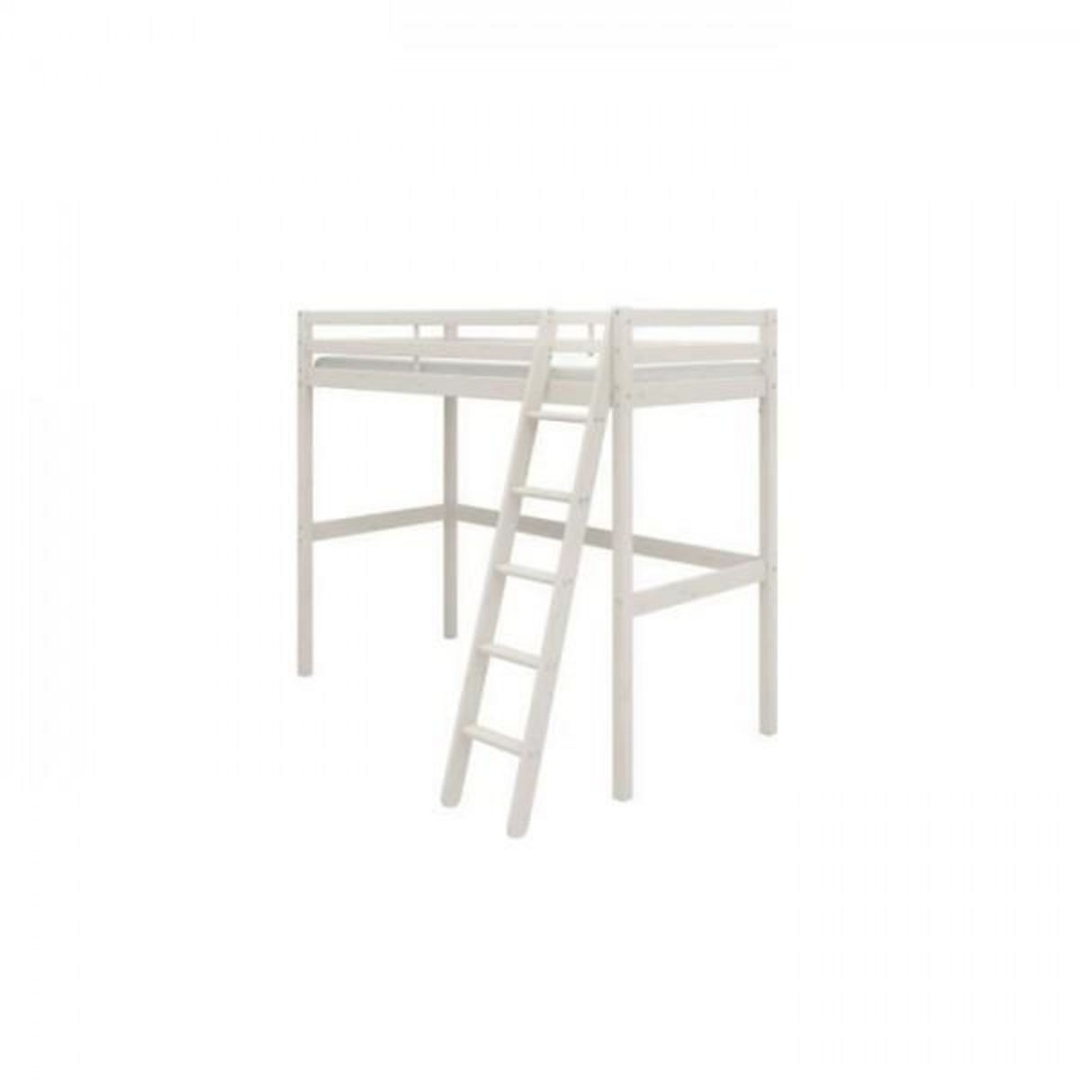 MARKET24 Lit mezzanine enfant - 90 x 190 cm - Pin massif blanchi - Sommier inclus - ERIKA