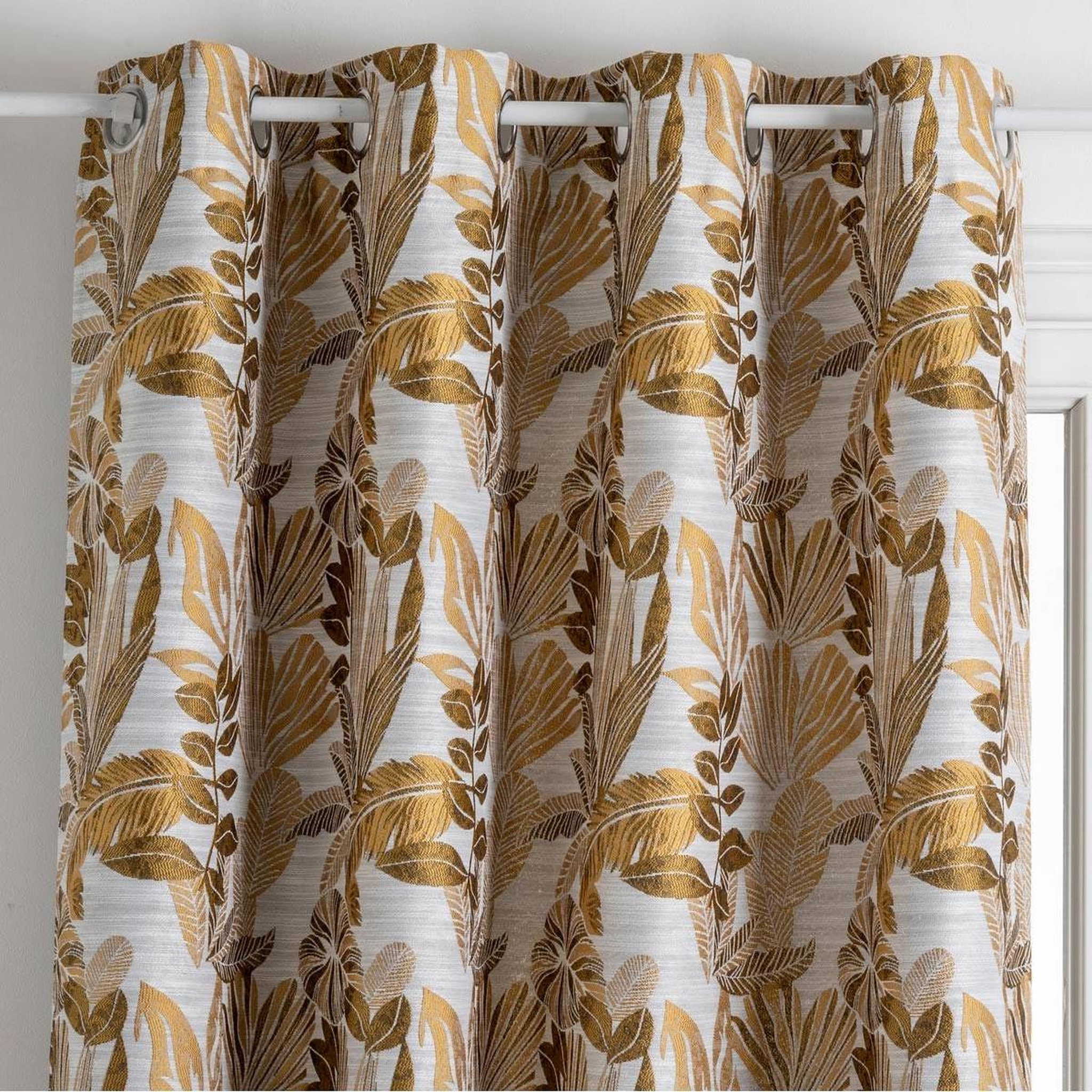 Voir la diapositive 2 : ATMOSPHERA Rideau jacquard à œillets  bejuco  140x260cm ocre