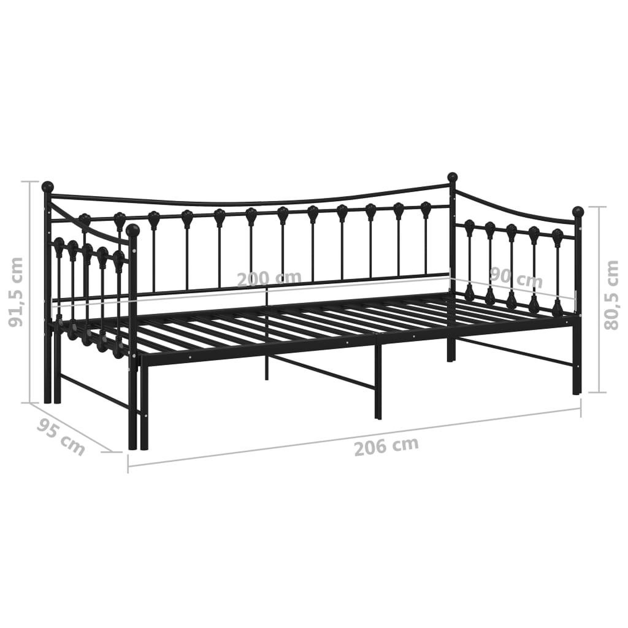 Voir la diapositive 6 : VIDAXL Cadre de canape-lit extensible sans matelas Noir Metal 90x200cm