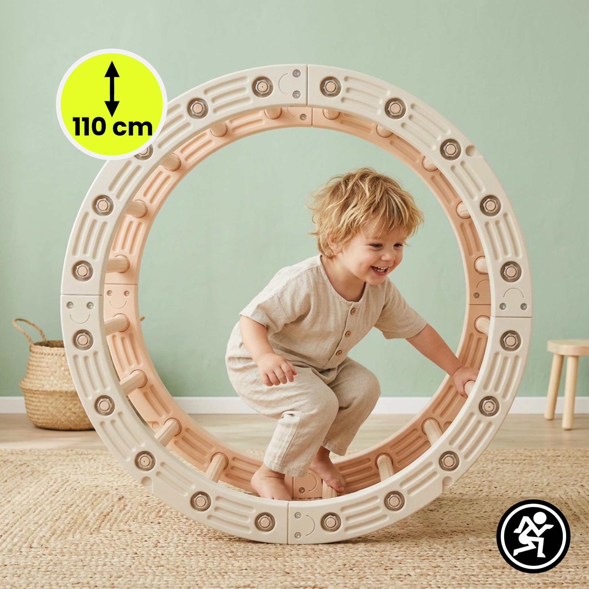 Voir la diapositive 5 : HYPERMOTION Roue de gymnastique modulable 4-en-1 HyperMotion beige-gris pour enfants