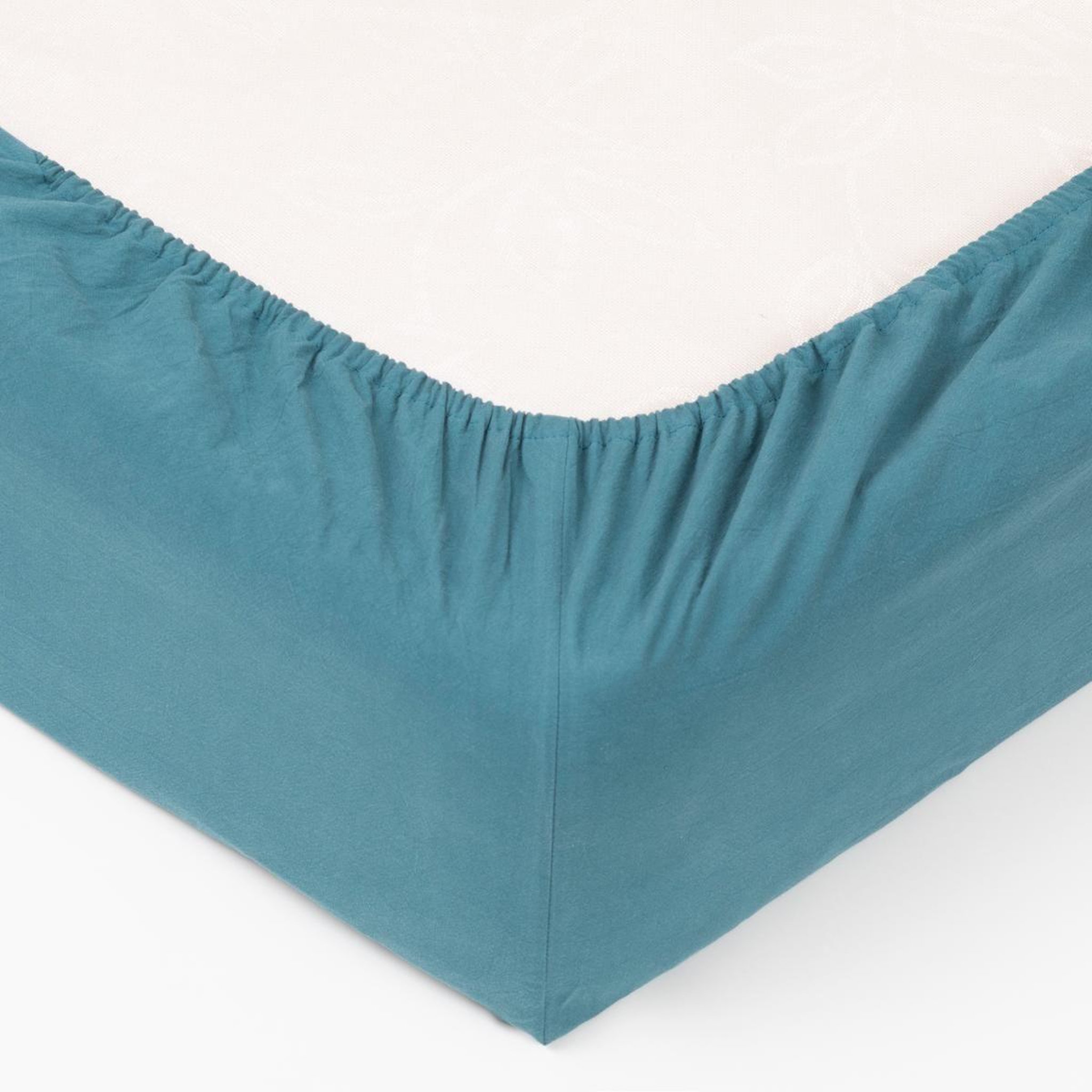 Voir la diapositive 2 : ATMOSPHERA Drap housse lavable coton  maria  160x200cm bleu canard