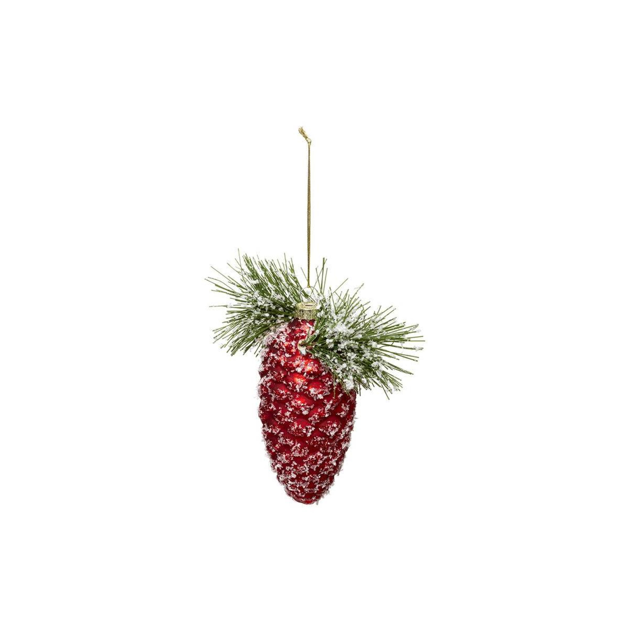 FEERIC LIGHT & CHRISTMAS Sujet de noël pomme de pin  soir  13cm rouge
