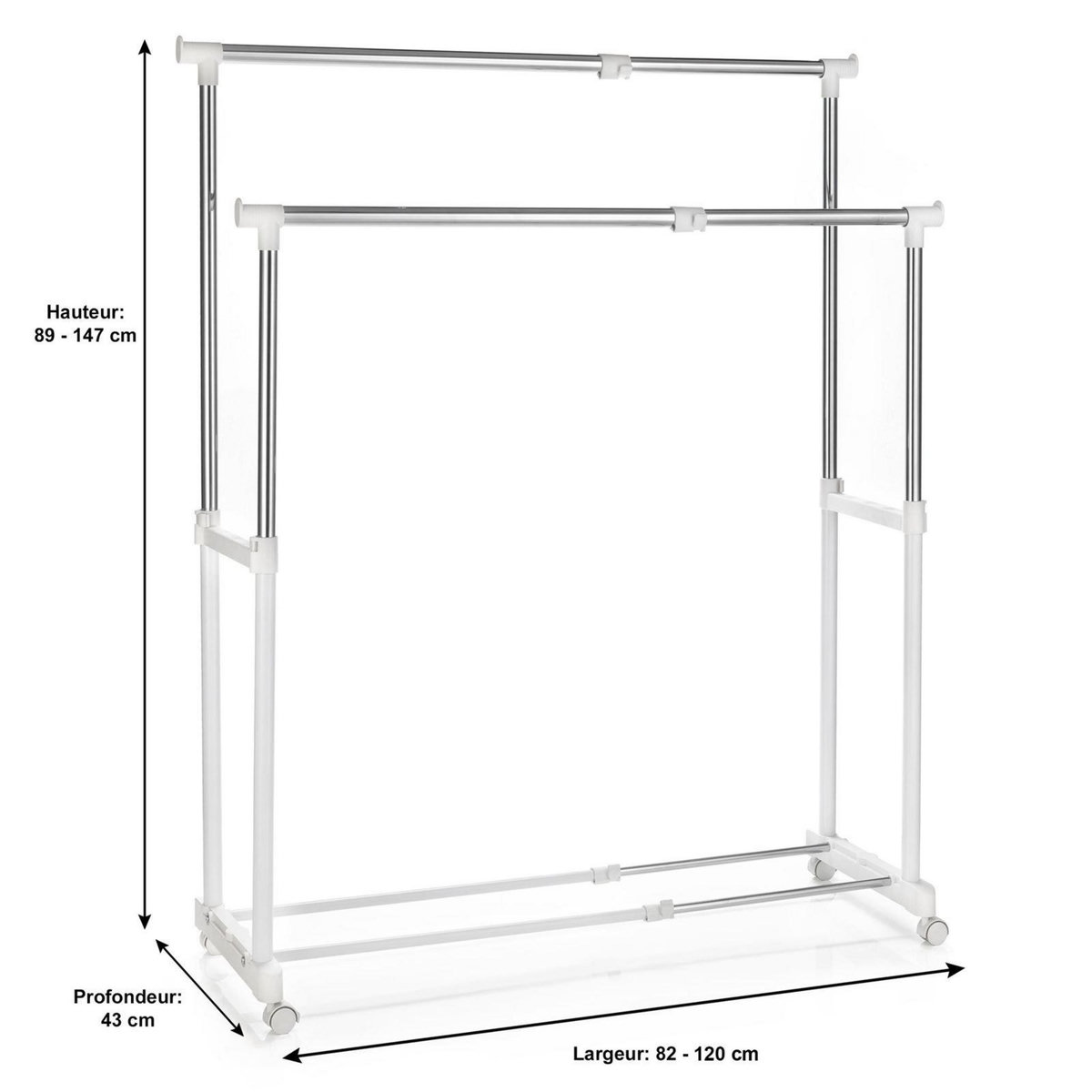 IDIMEX Portant à vêtements CASA, en métal chromé