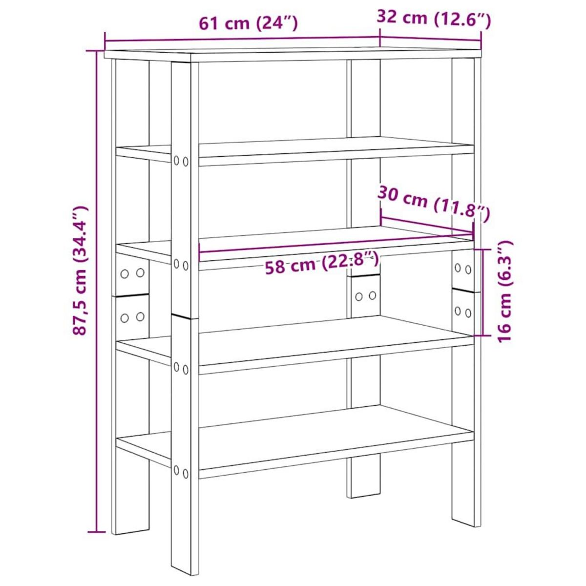 VIDAXL Etagere a chaussures vieux bois 61x32x87,5 cm bois d'ingenierie